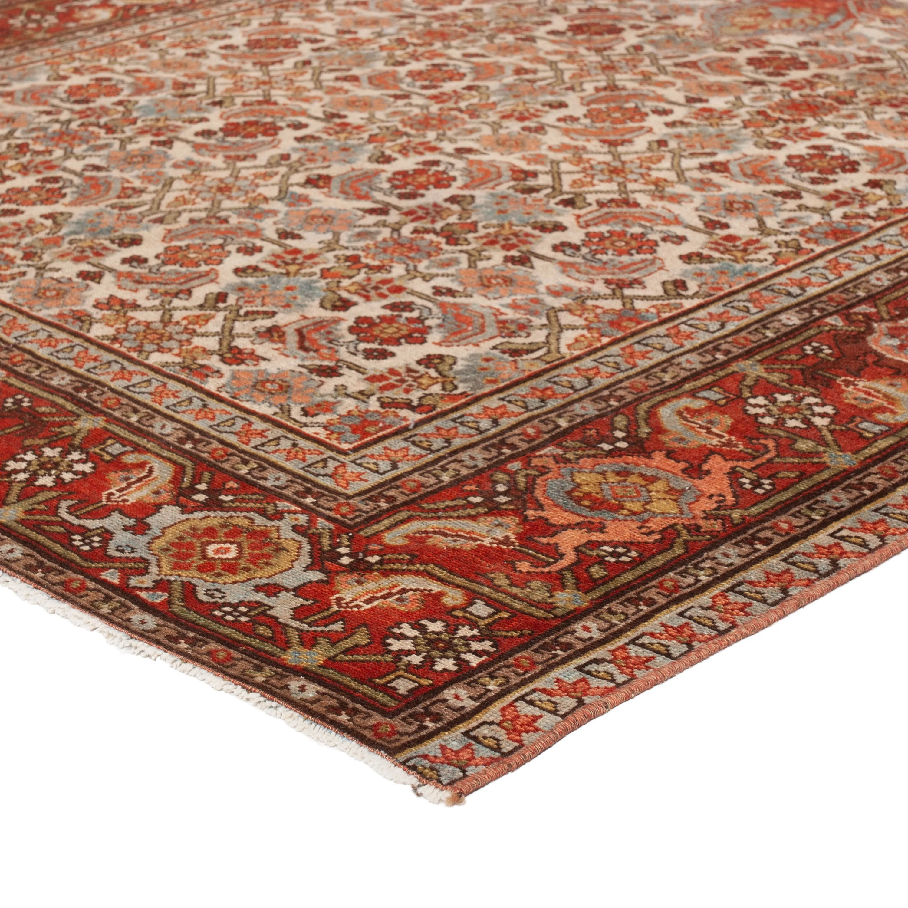 Brown Vintage Traditional Wool Rug - 5'5" x 12'