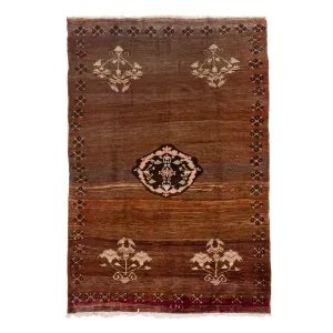 Brown Vintage Traditional Wool Rug - 7'1" x 11'2"