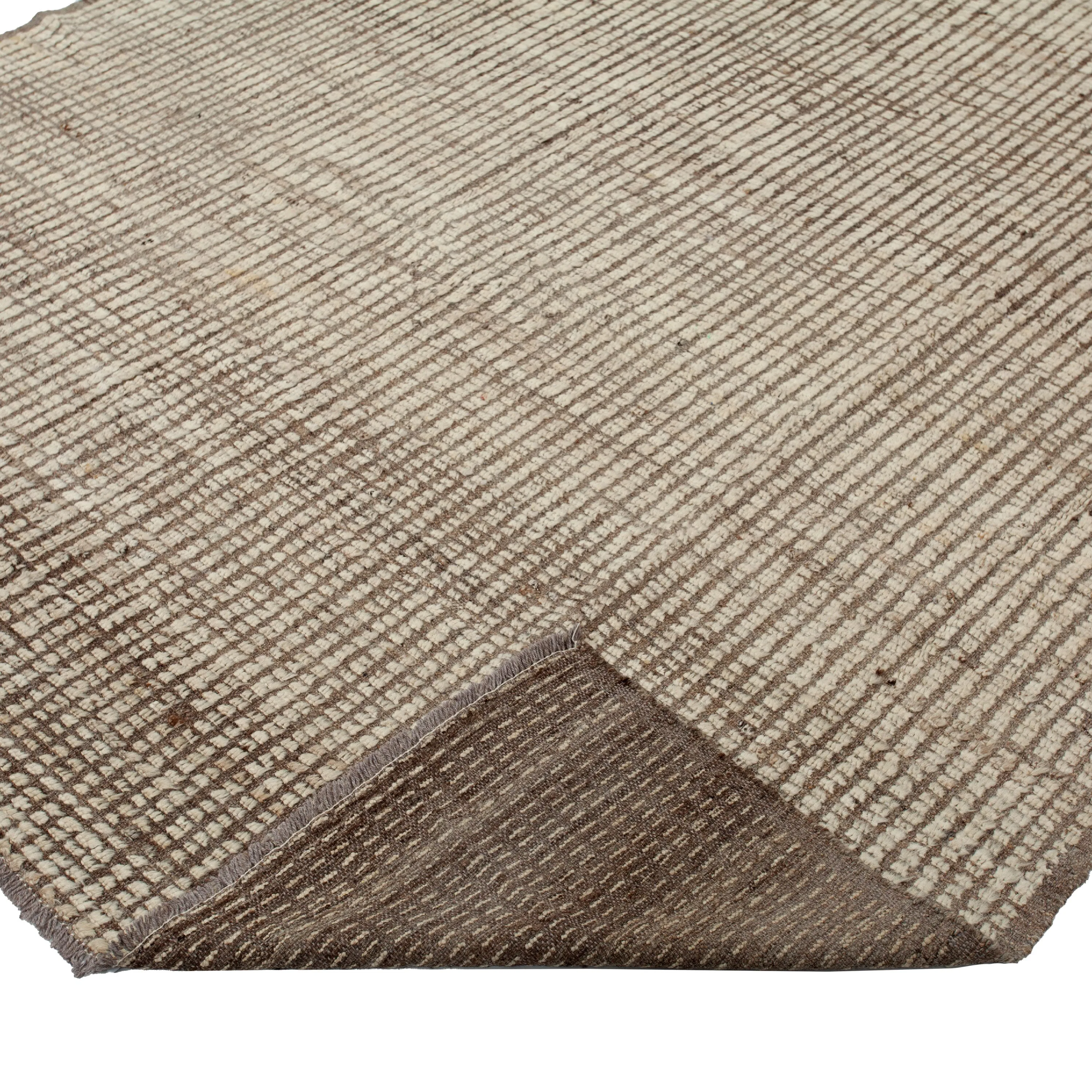 Brown Zameen Modern Wool Rug - 6'11" x 9'6"