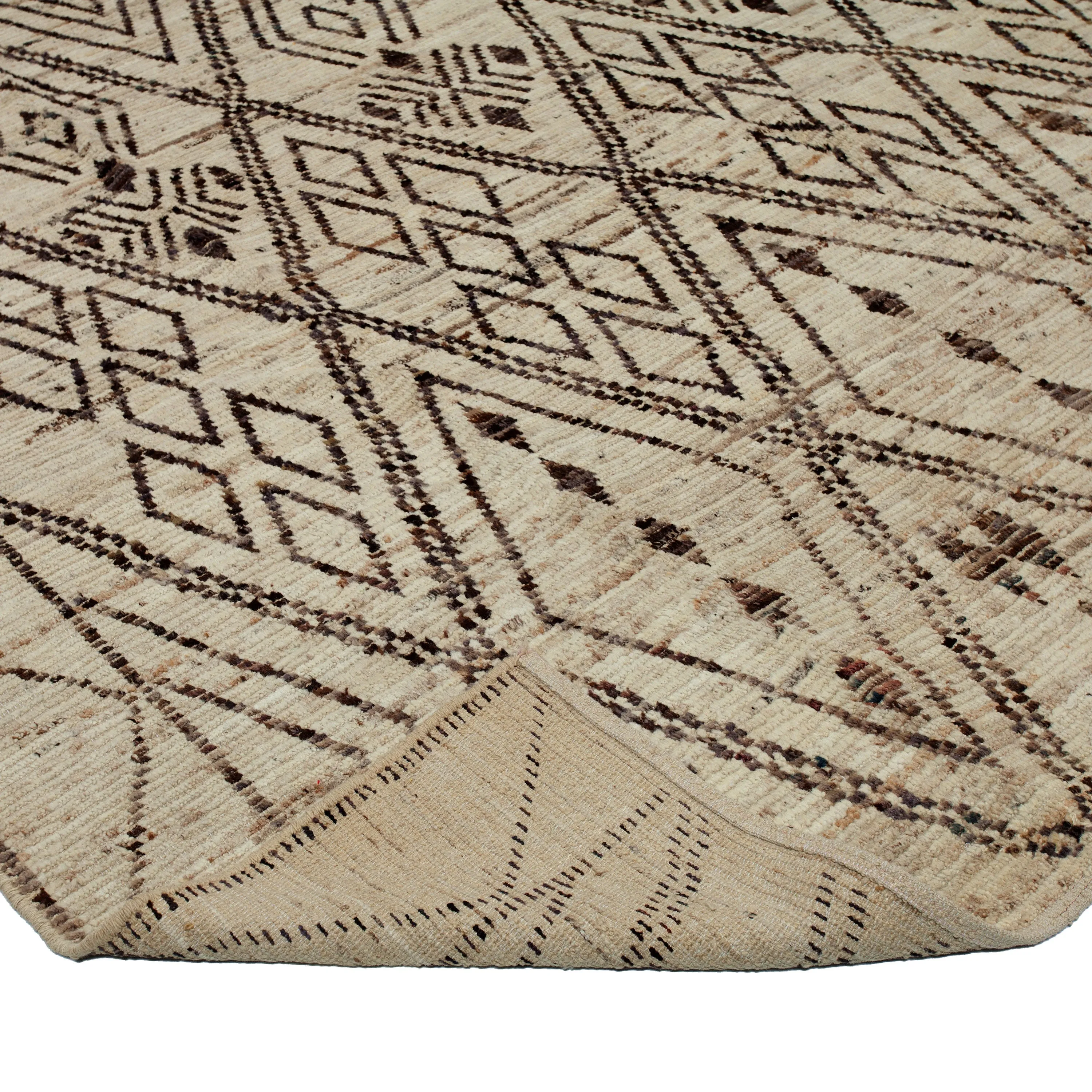 Brown Zameen Transitional Wool Rug - 10'4" x 13'7"