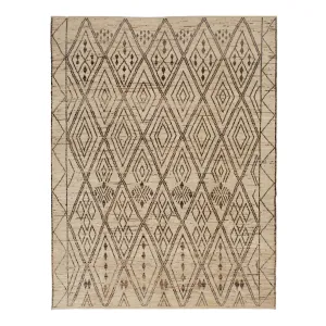 Brown Zameen Transitional Wool Rug - 10'4" x 13'7"