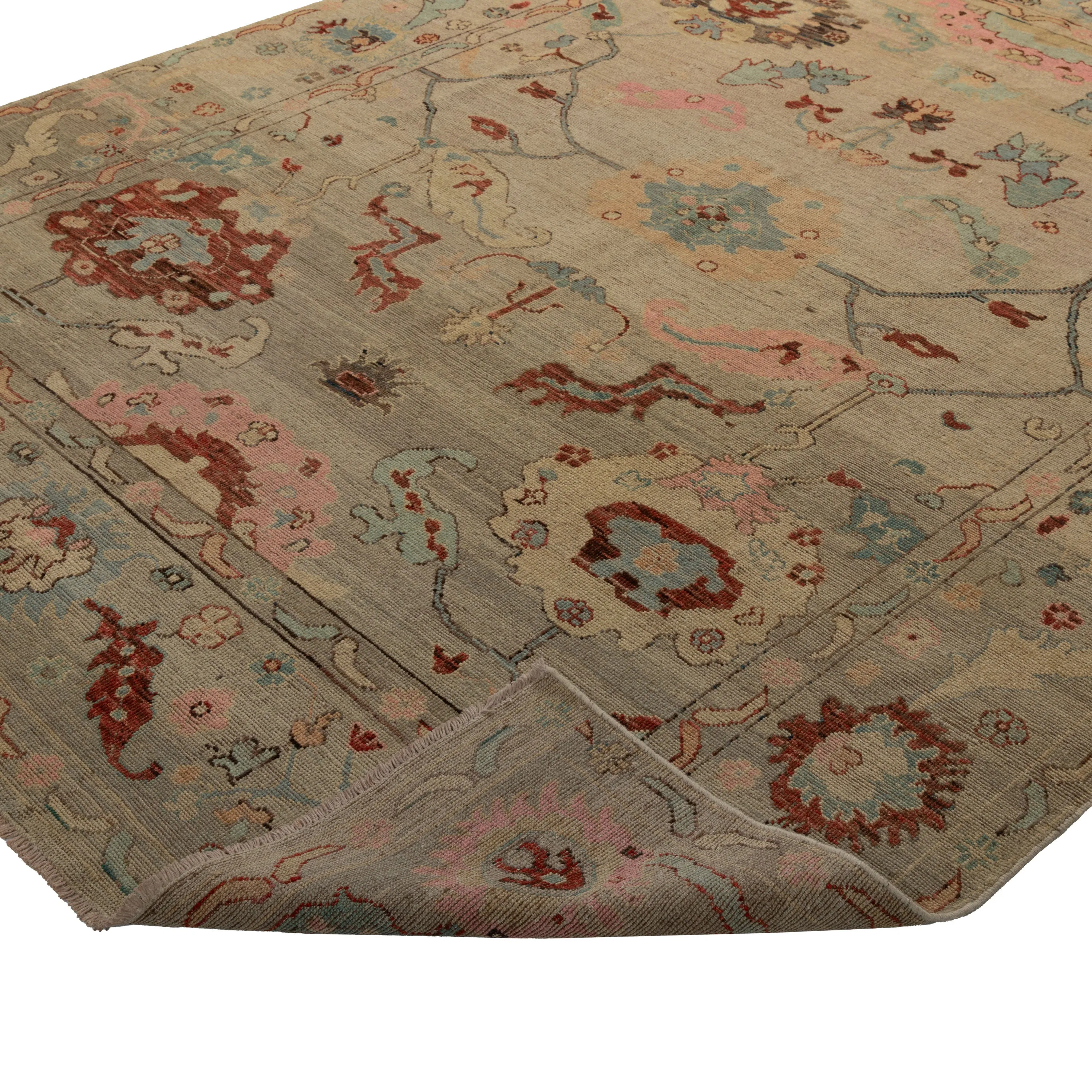 Brown Zameen Transitional Wool Rug - 7'8" x 9'9"