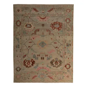 Brown Zameen Transitional Wool Rug - 7'8" x 9'9"