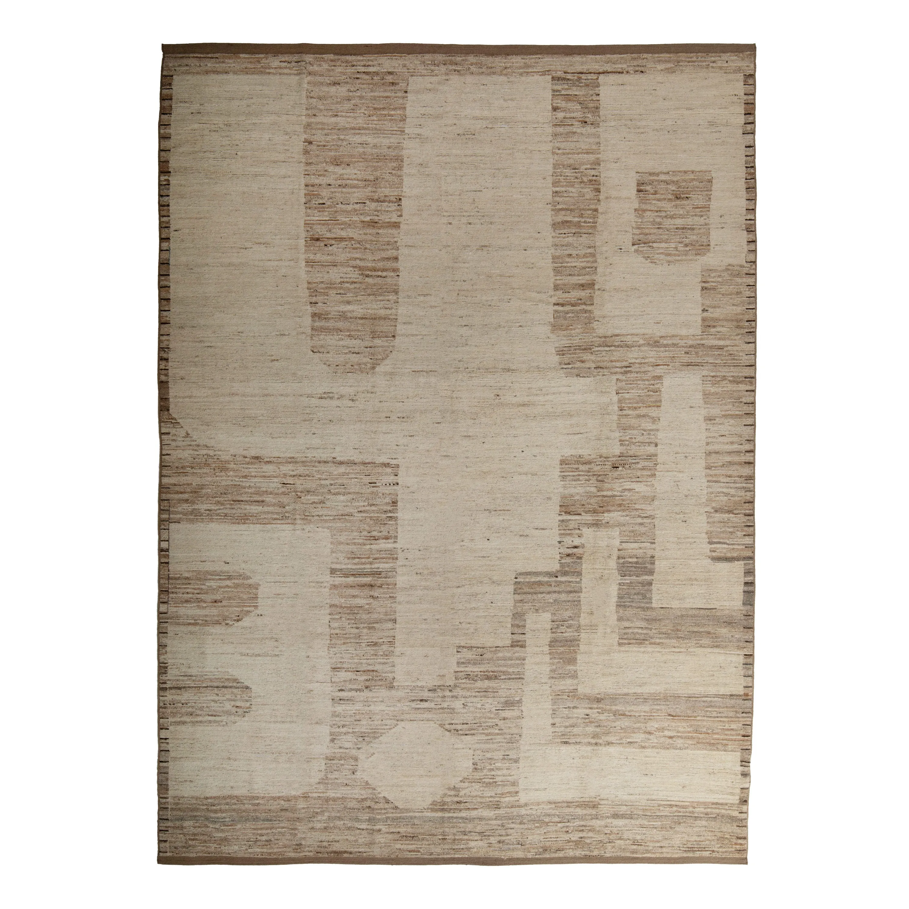 Brown Zameen Transitional Wool Rug - 9'1" x 12'11"