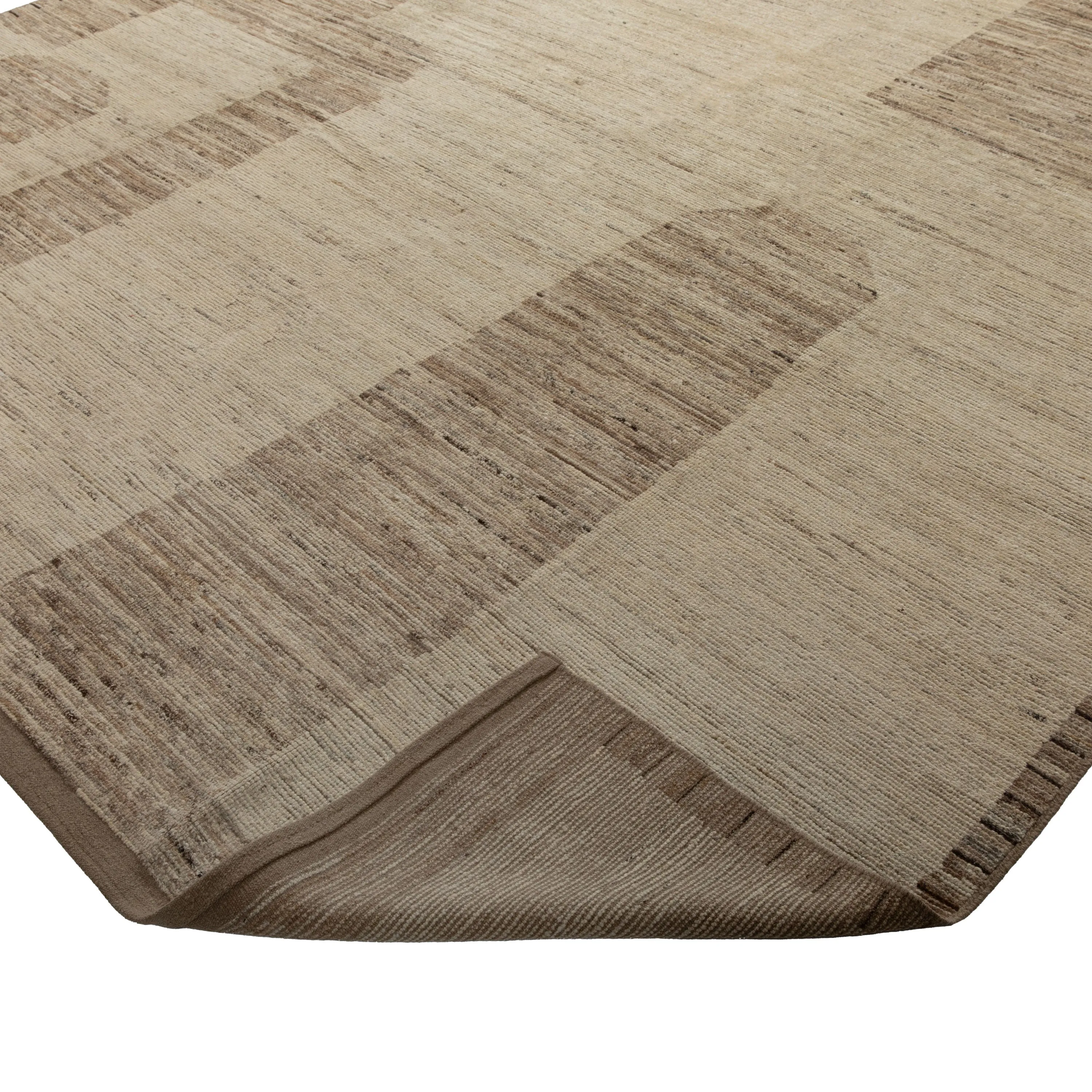 Brown Zameen Transitional Wool Rug - 9'1" x 12'11"