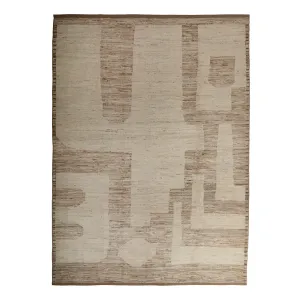 Brown Zameen Transitional Wool Rug - 9'1" x 12'11"