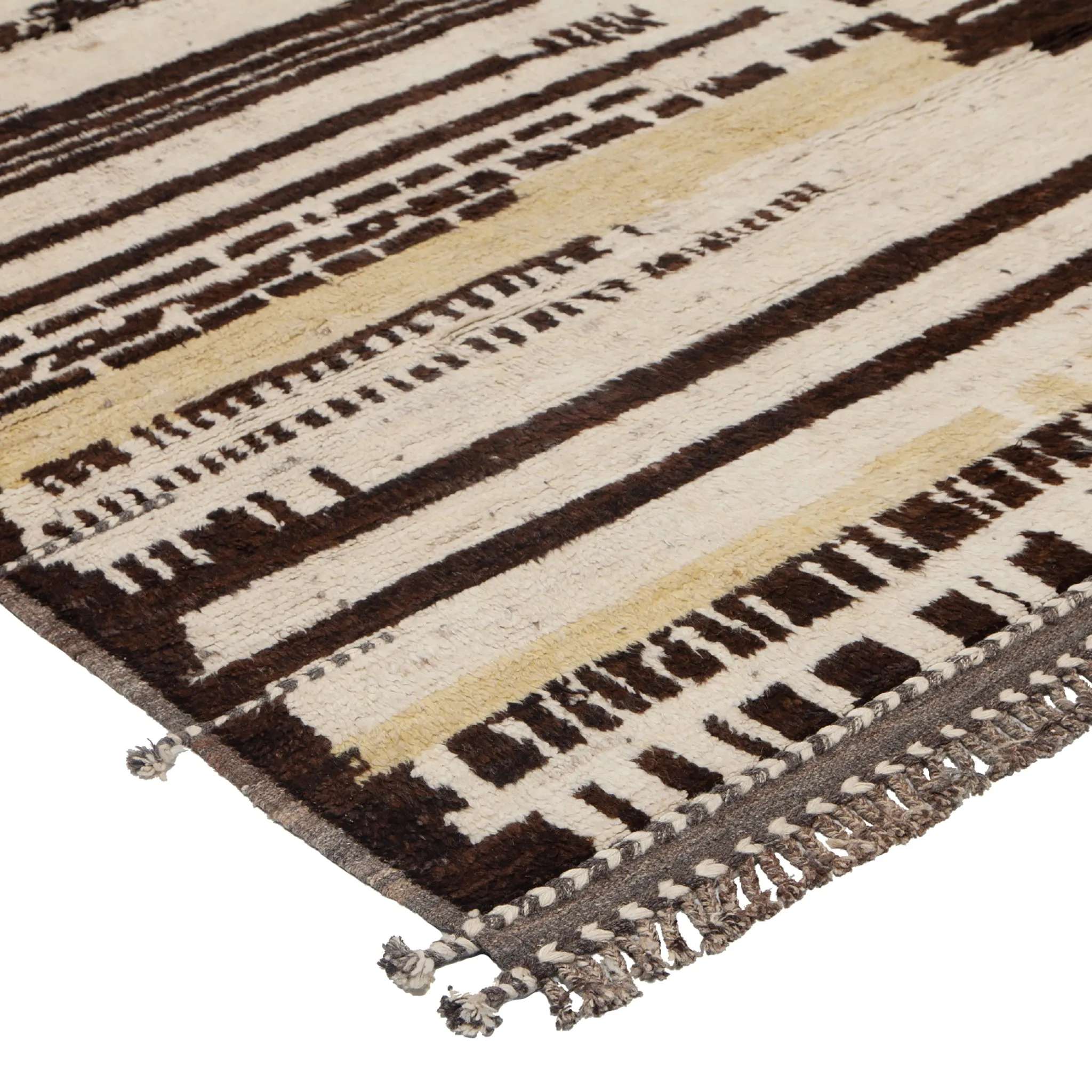 Cream & Brown Modern Wool Rug - 8'4'' x 9'10''