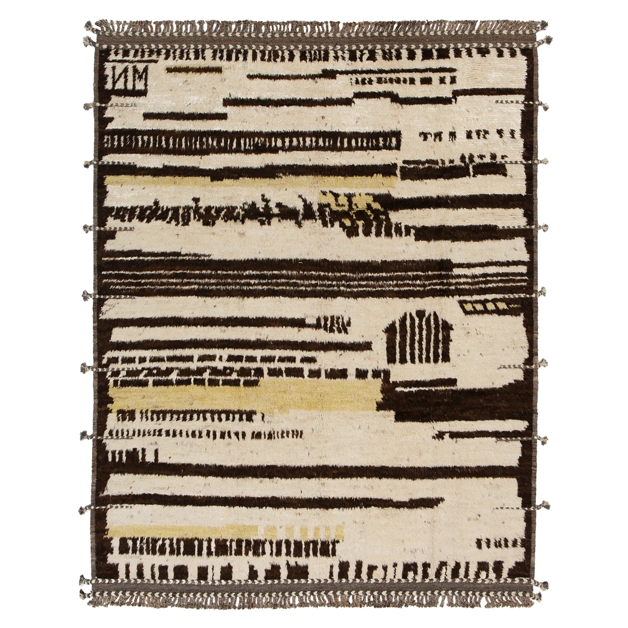 Cream & Brown Modern Wool Rug - 8'4'' x 9'10''