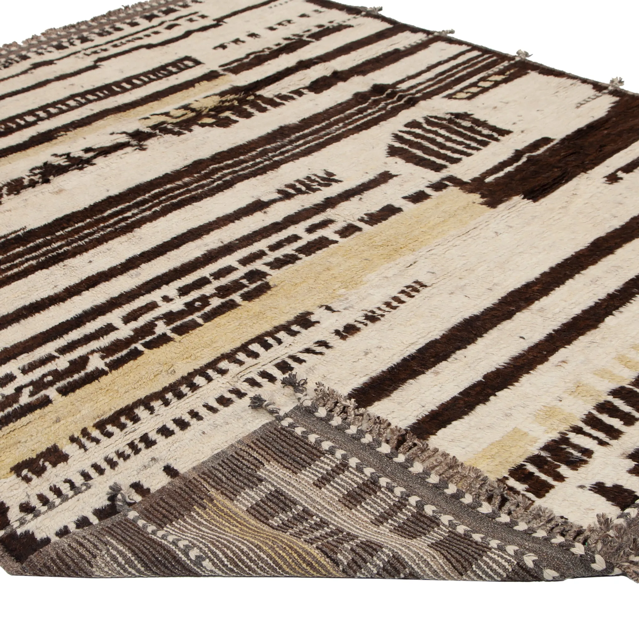 Cream & Brown Modern Wool Rug - 8'4'' x 9'10''