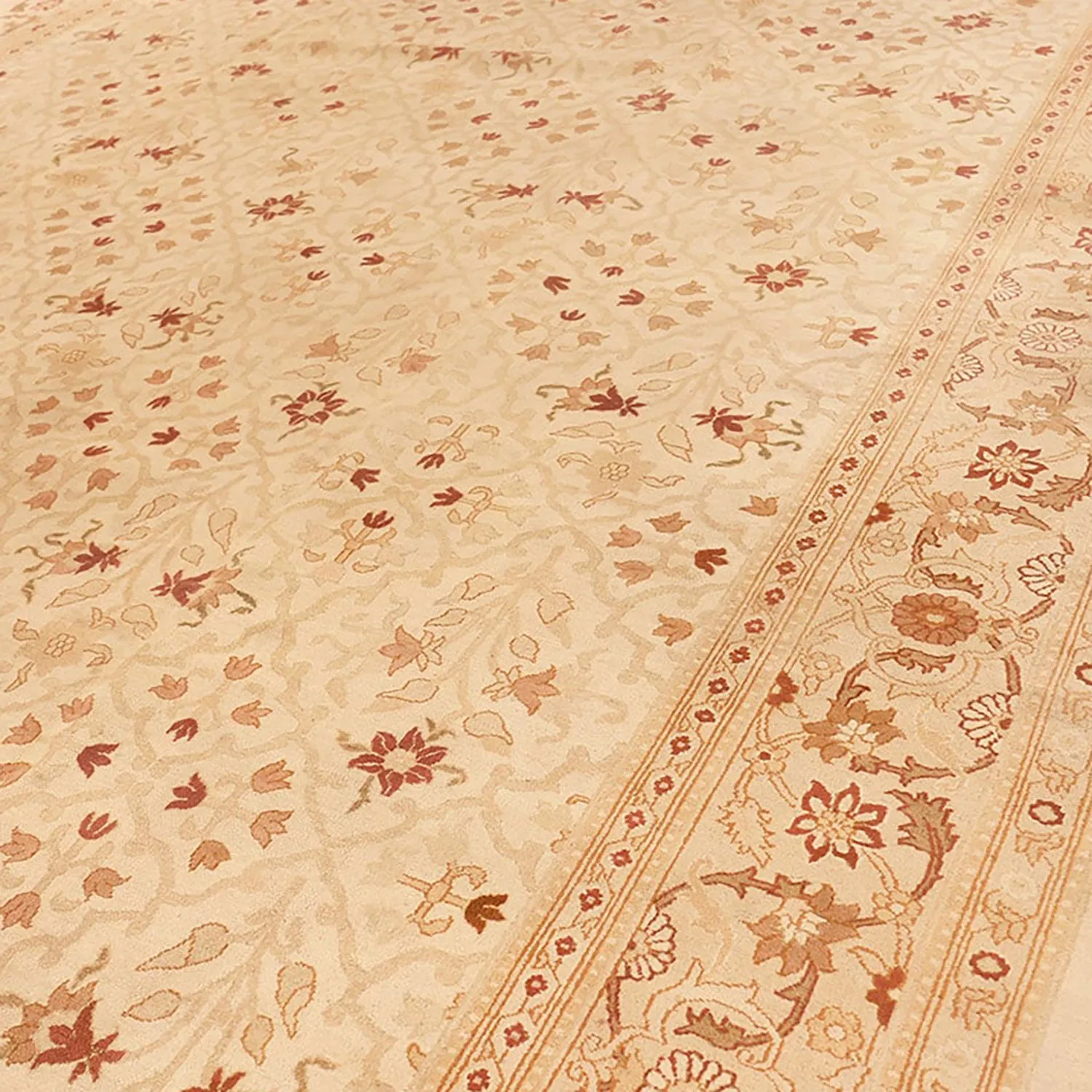 Cream Antique Indian Rug - 13'7" x 17'0"