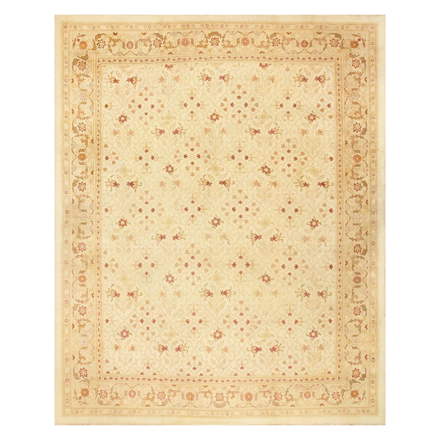 Cream Antique Indian Rug - 13'7" x 17'0"
