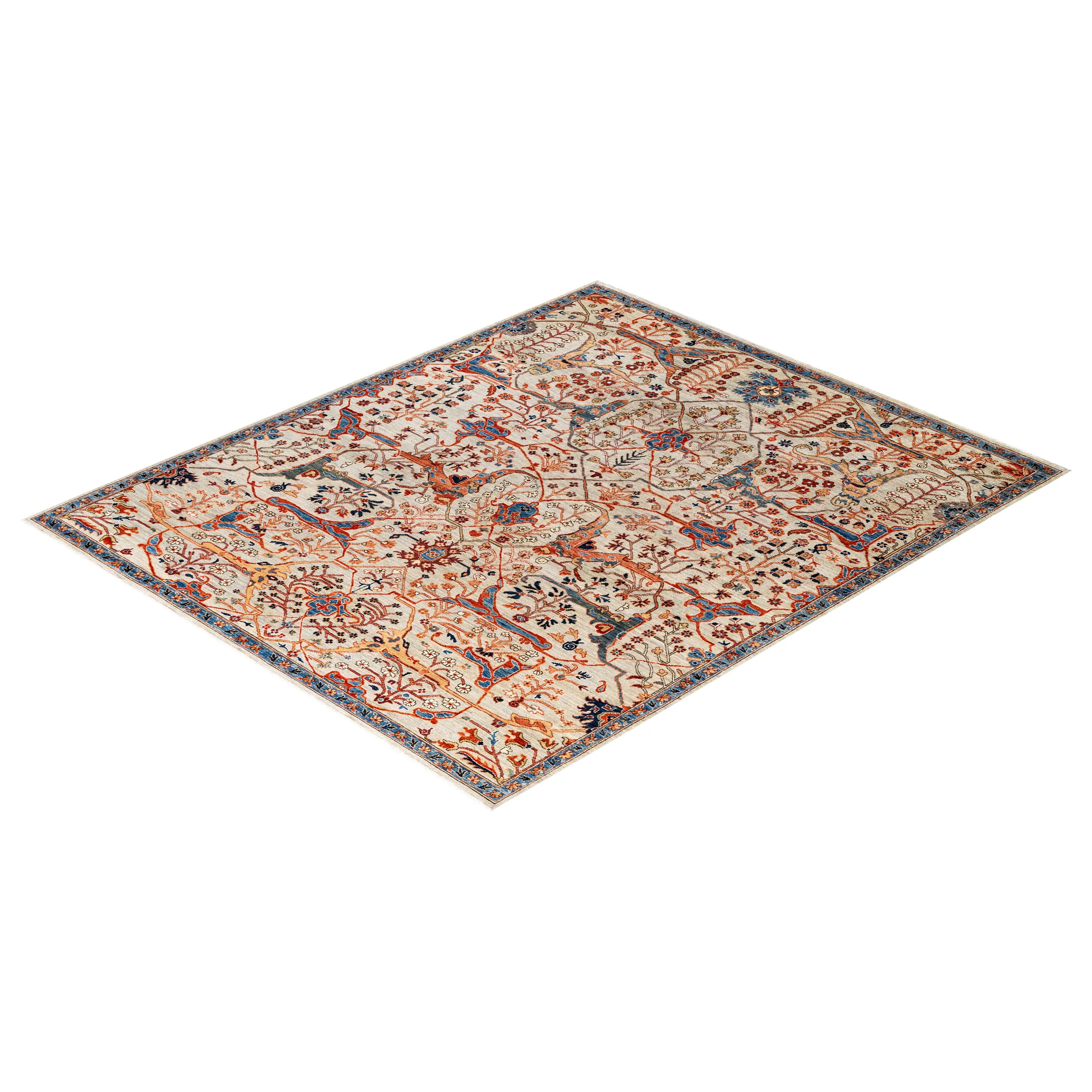 Cream Traditional Serapi Wool Rug - 8'1" x 9'8"