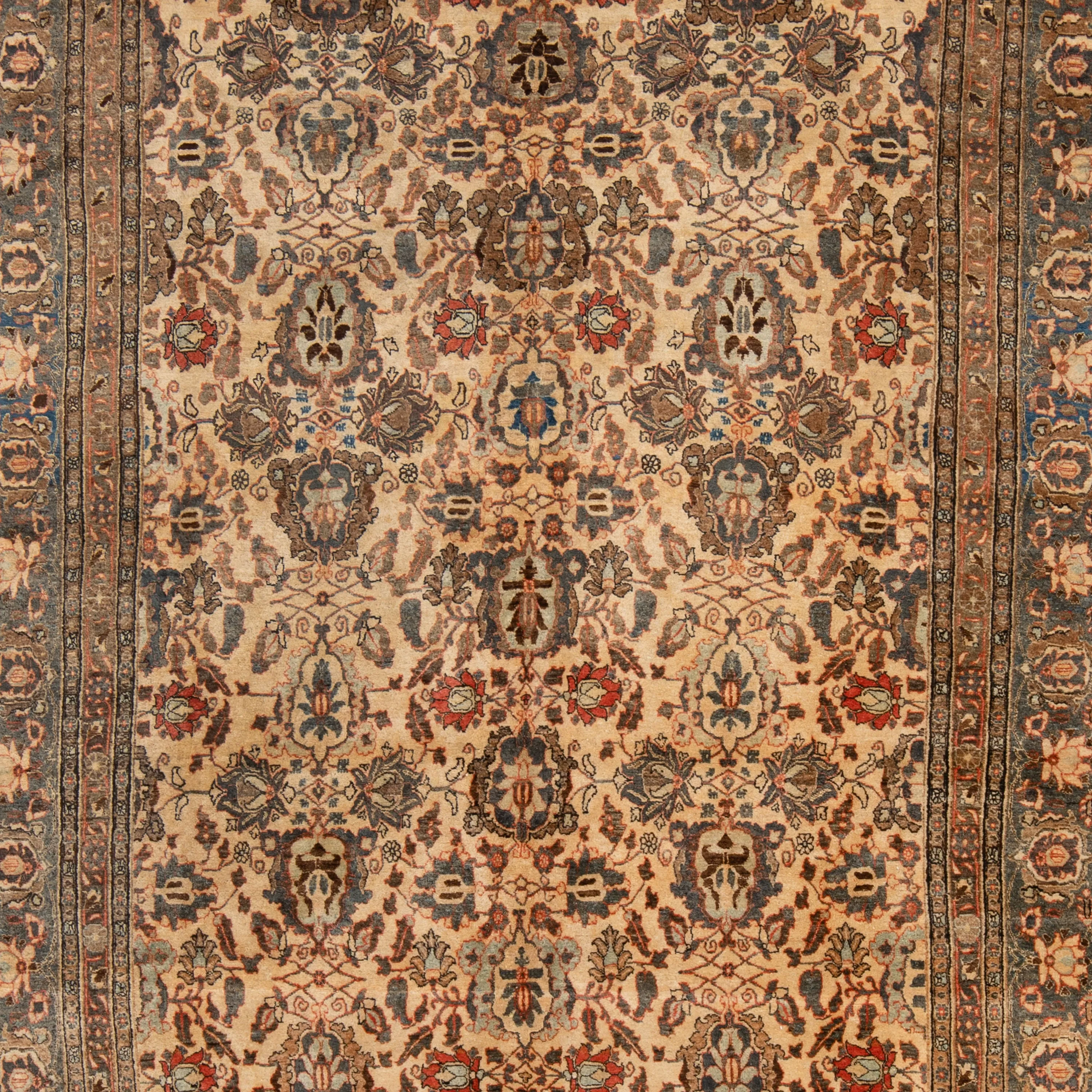 Cream Vintage Traditional Tabriz Wool Rug - 6'5" x 10'5"
