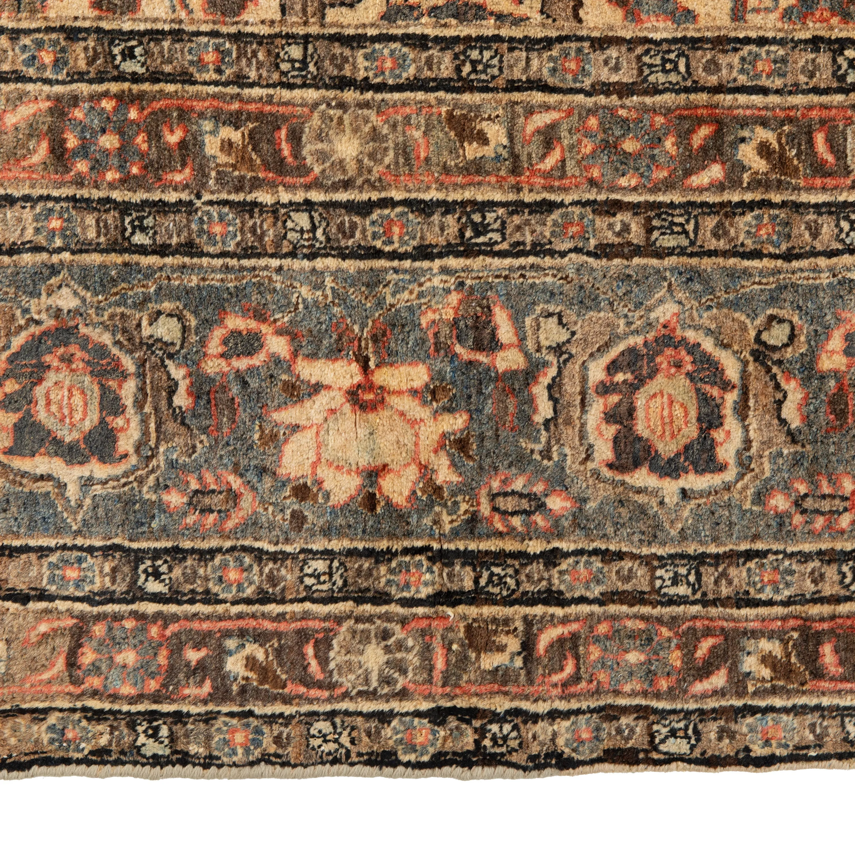 Cream Vintage Traditional Tabriz Wool Rug - 6'5" x 10'5"