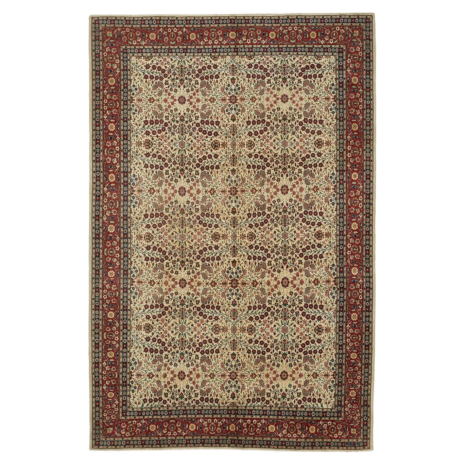 Cream Vintage Traditional Wool Rug - 7'9" x 12'