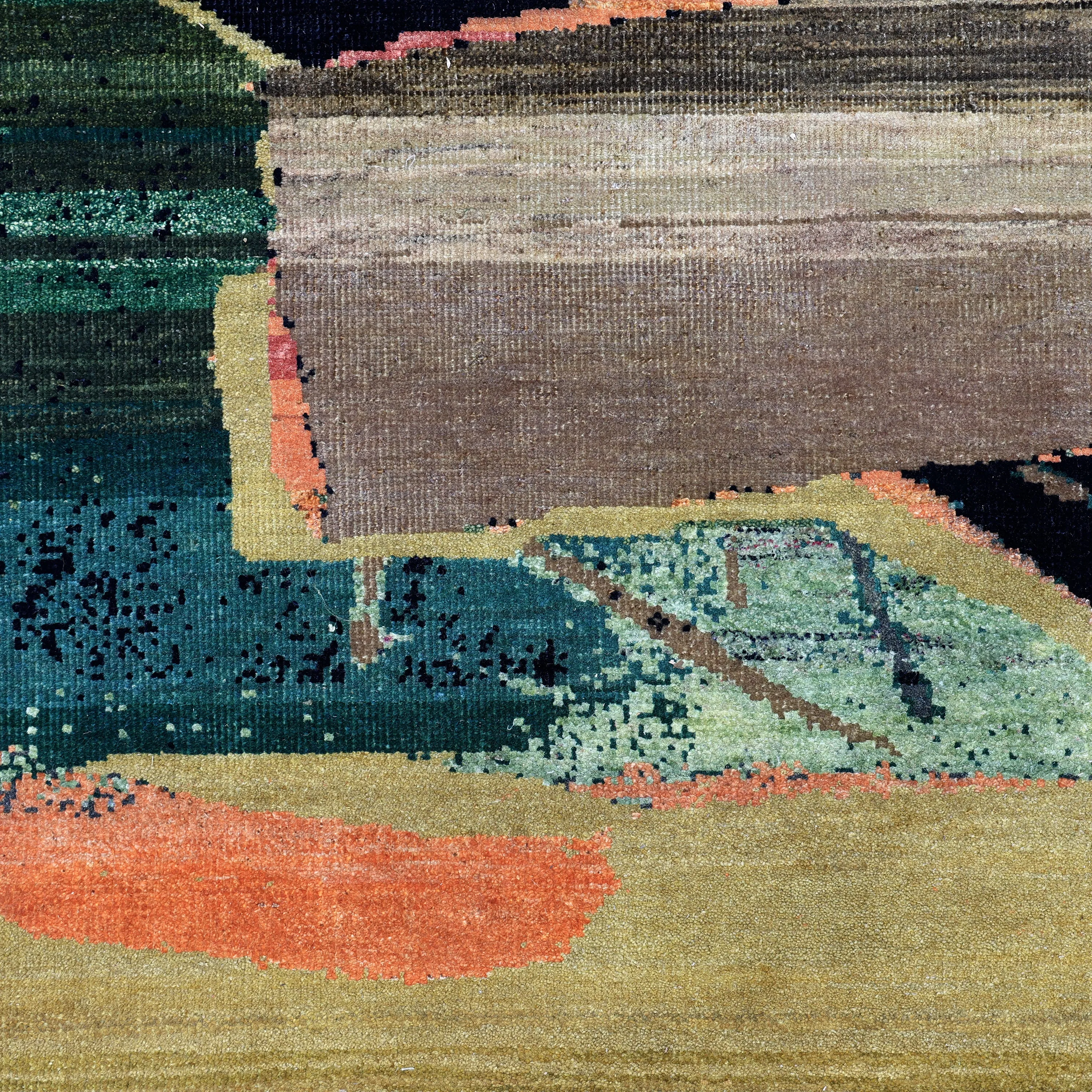 Gold Alchemy Contemporary Wool Silk Blend Rug - 8' x 10'1"