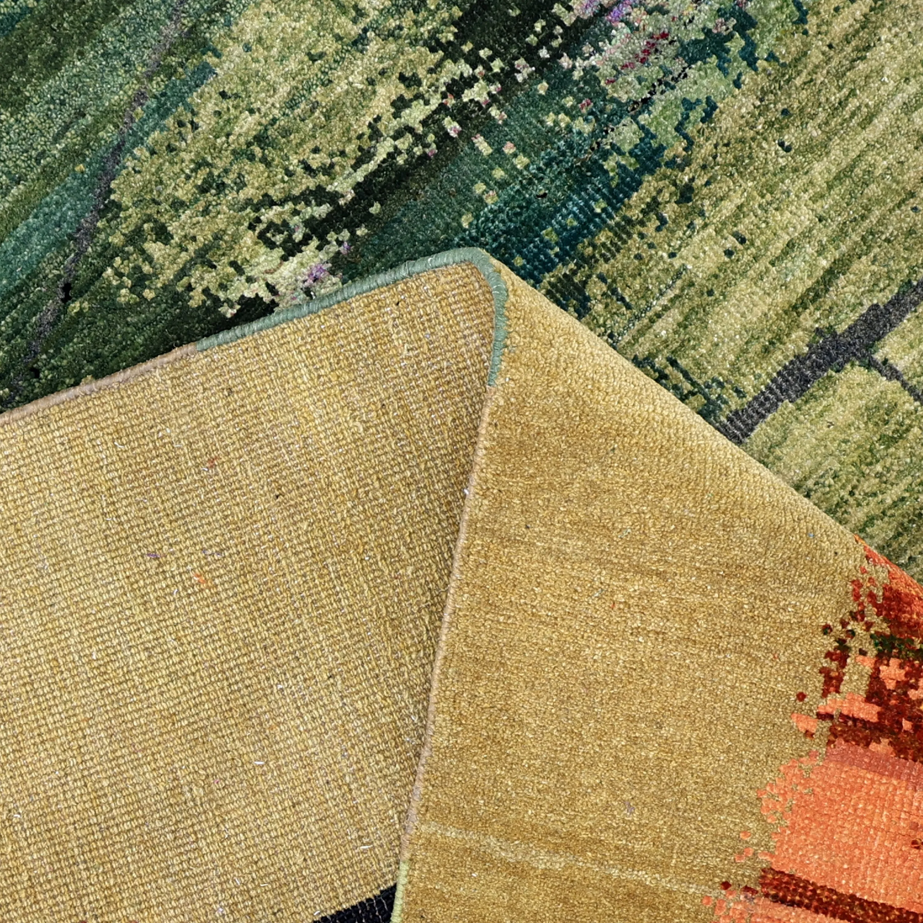 Gold Alchemy Contemporary Wool Silk Blend Rug - 8' x 10'1"