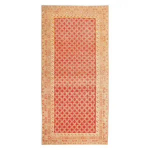 Gold & Red Antique Khotan Rug - 7'2" x 14'2"