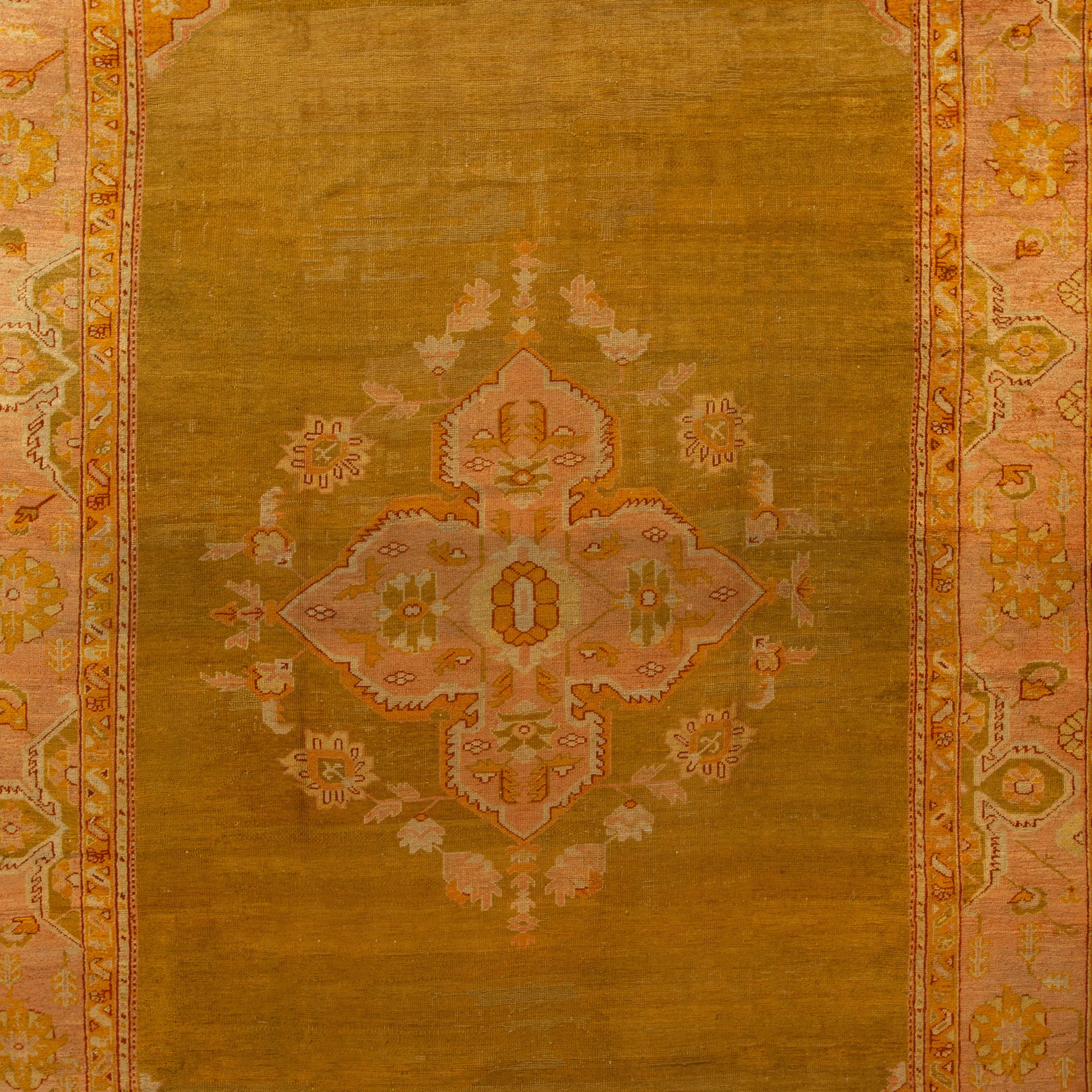 Gold Antique Turkish Oushak Rug - 10'2" x 15'8"