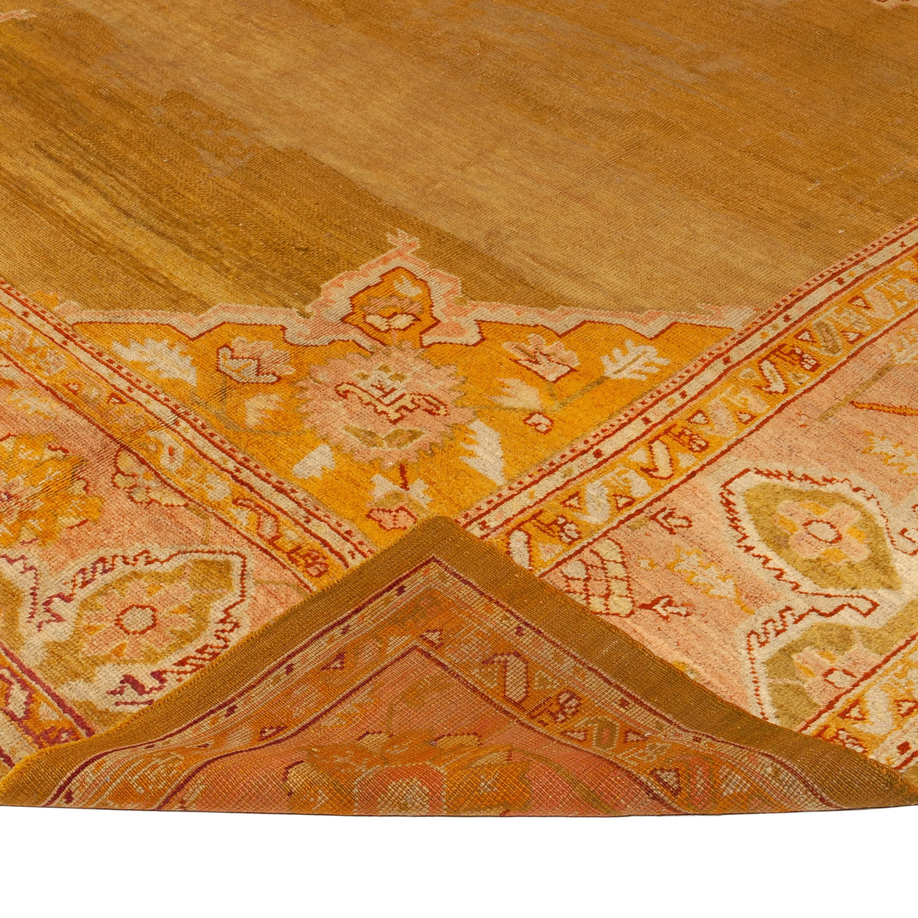 Gold Antique Turkish Oushak Rug - 10'2" x 15'8"