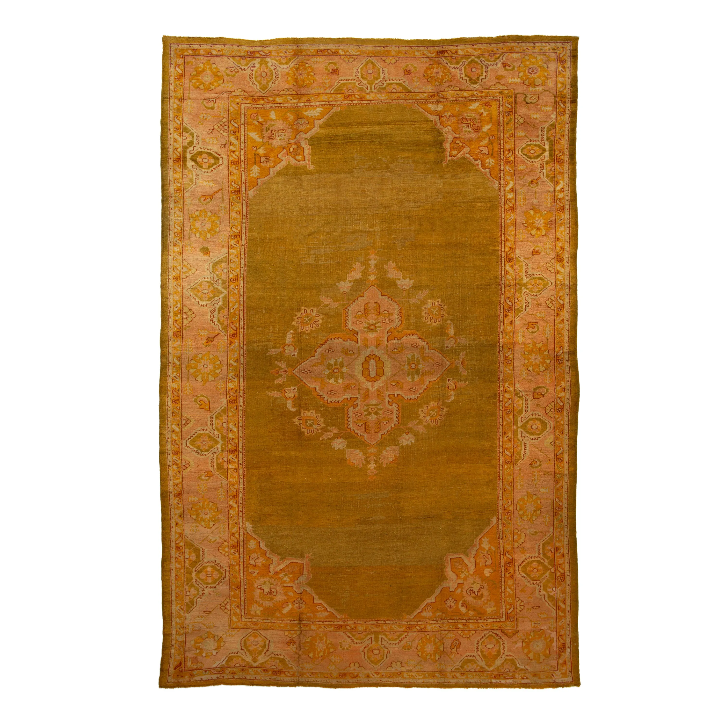 Gold Antique Turkish Oushak Rug - 10'2" x 15'8"
