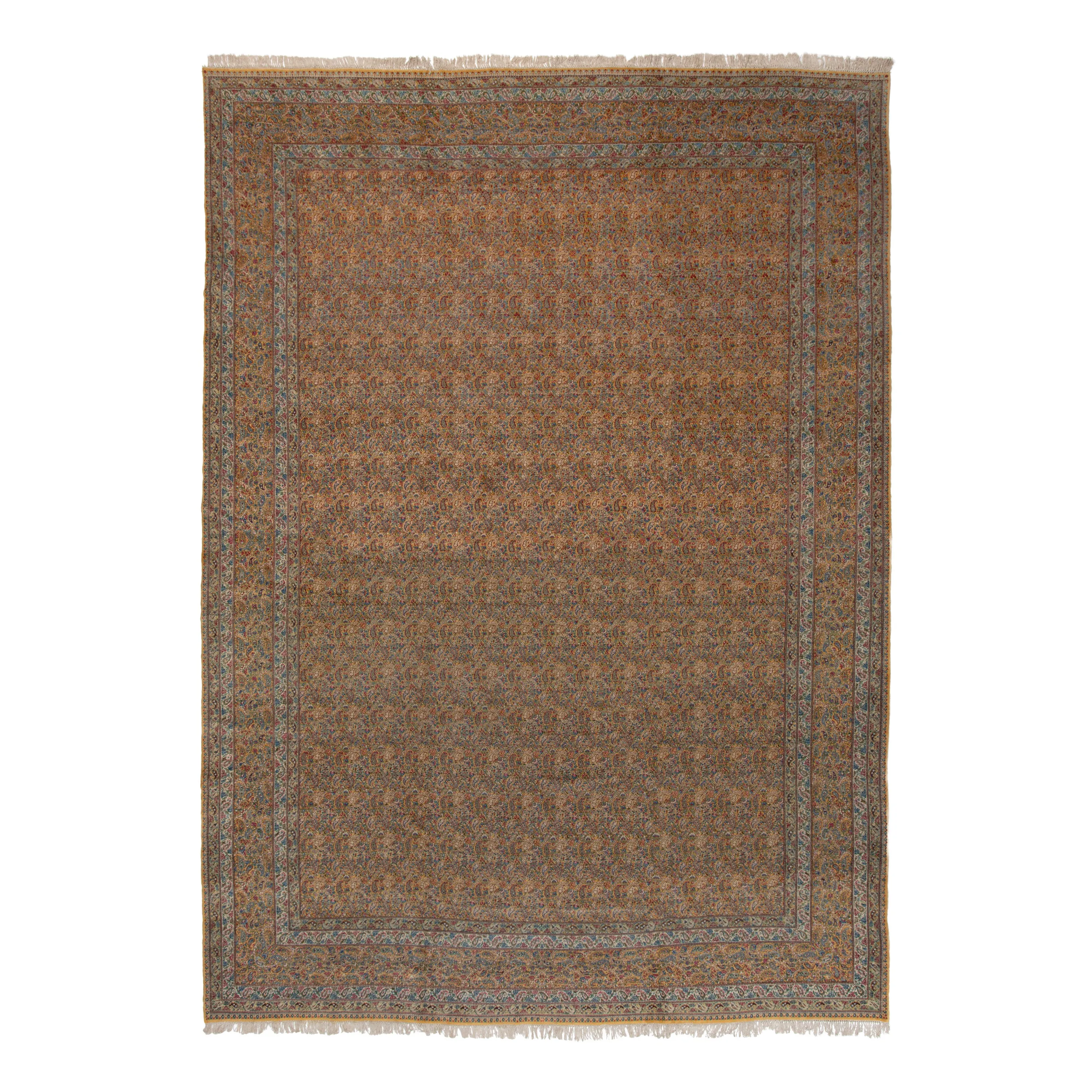Gold Vintage Traditional Wool Rug - 158 x 112