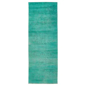 Green Overdyed Wool Rug - 4' x 11'7"