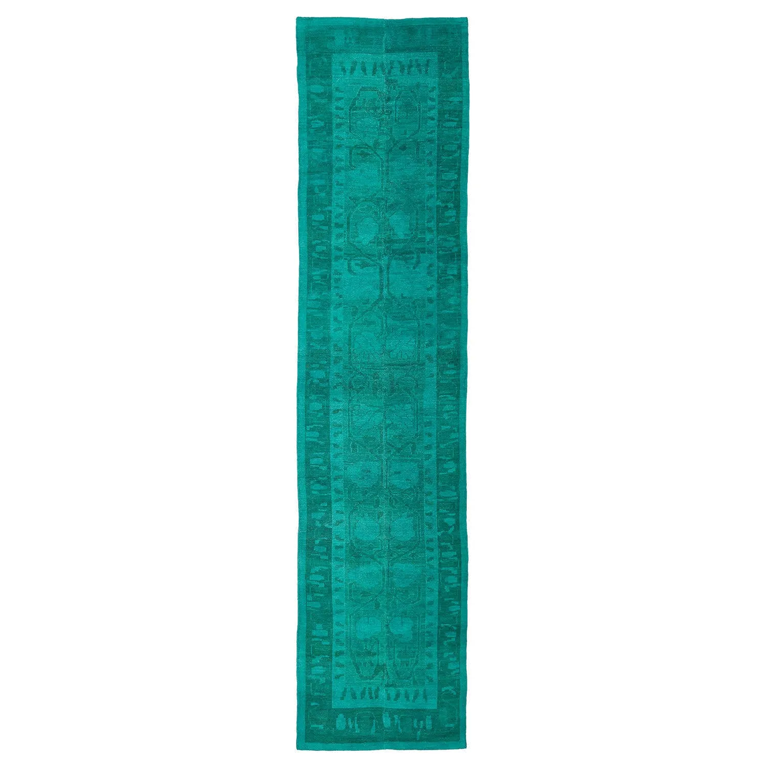 Green Overdyed Wool Rug - 4'4" x 18'