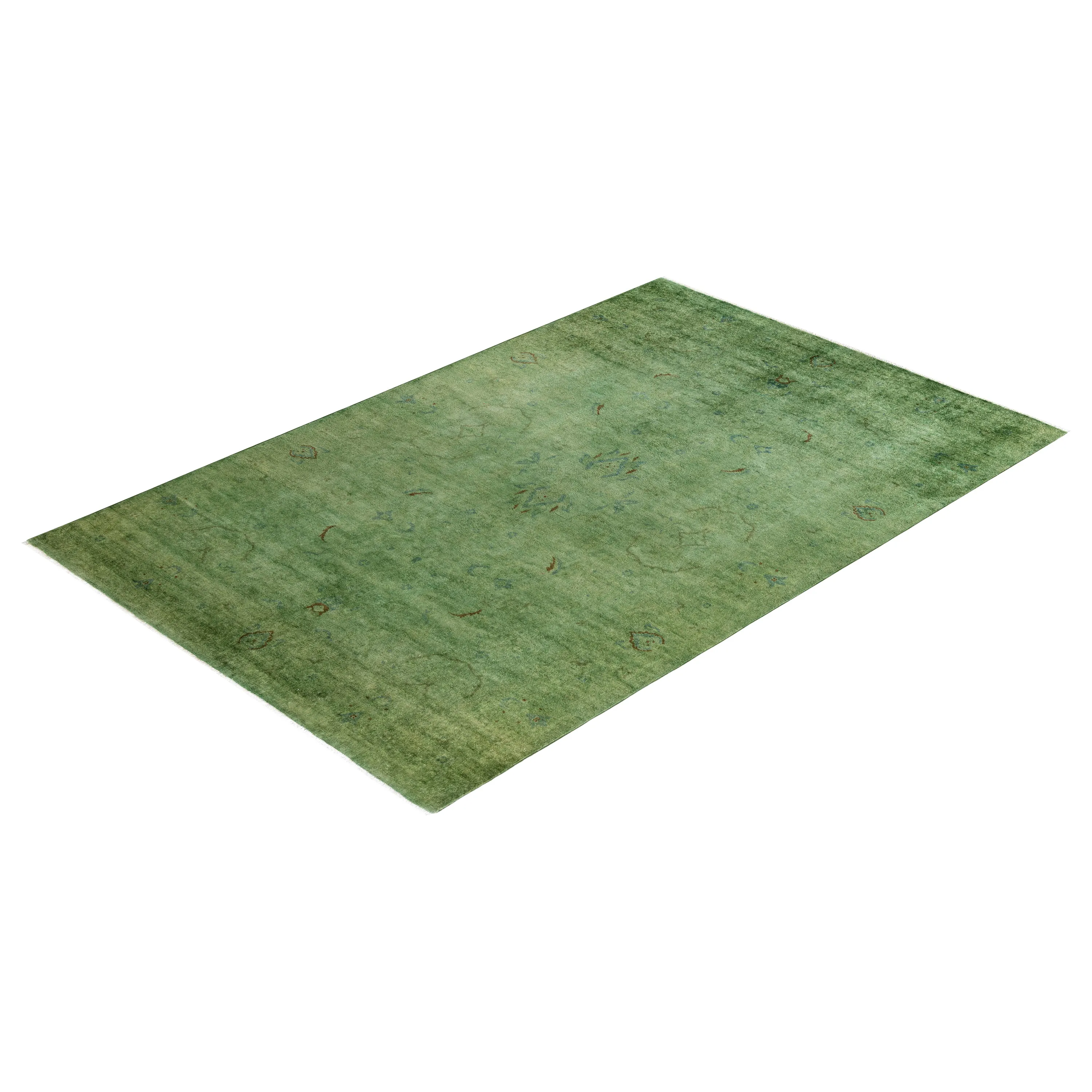 Green Overdyed Wool Rug - 6'1" x 9'3"