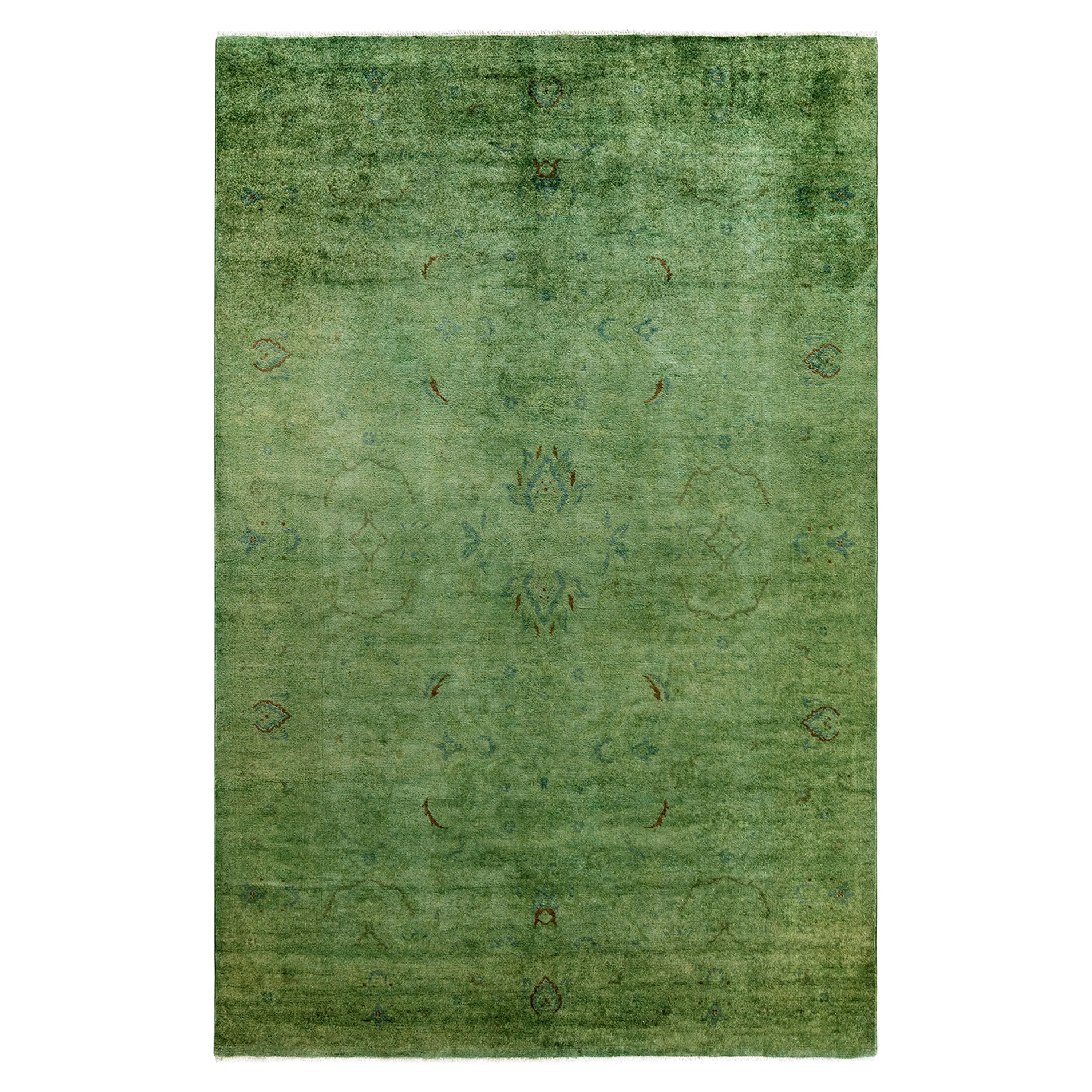 Green Overdyed Wool Rug - 6'1" x 9'3"