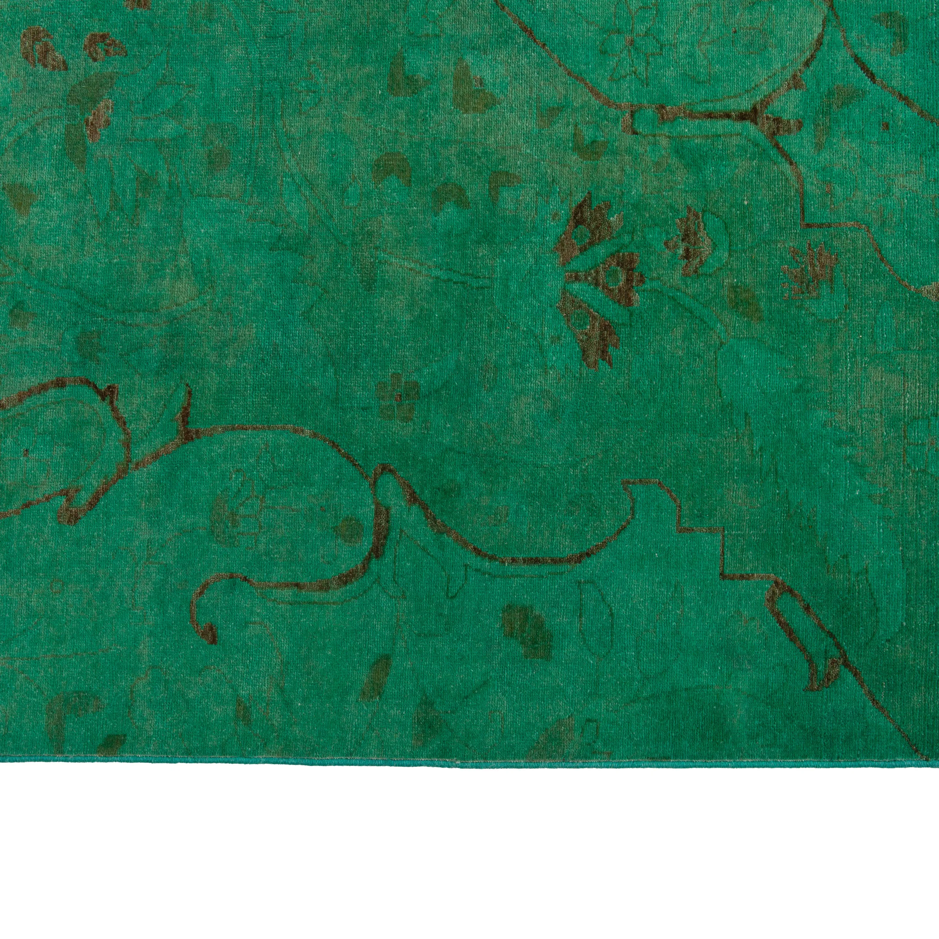 Green Overdyed Wool Rug - 8'4" x 10'1"