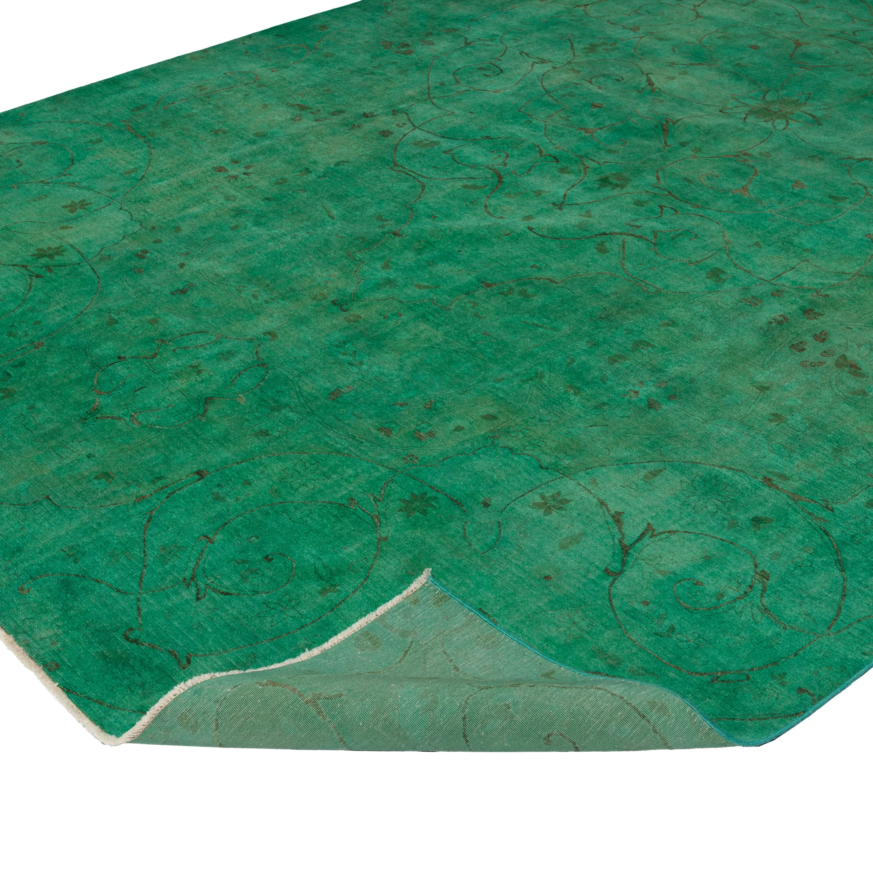 Green Overdyed Wool Rug - 8'4" x 10'1"
