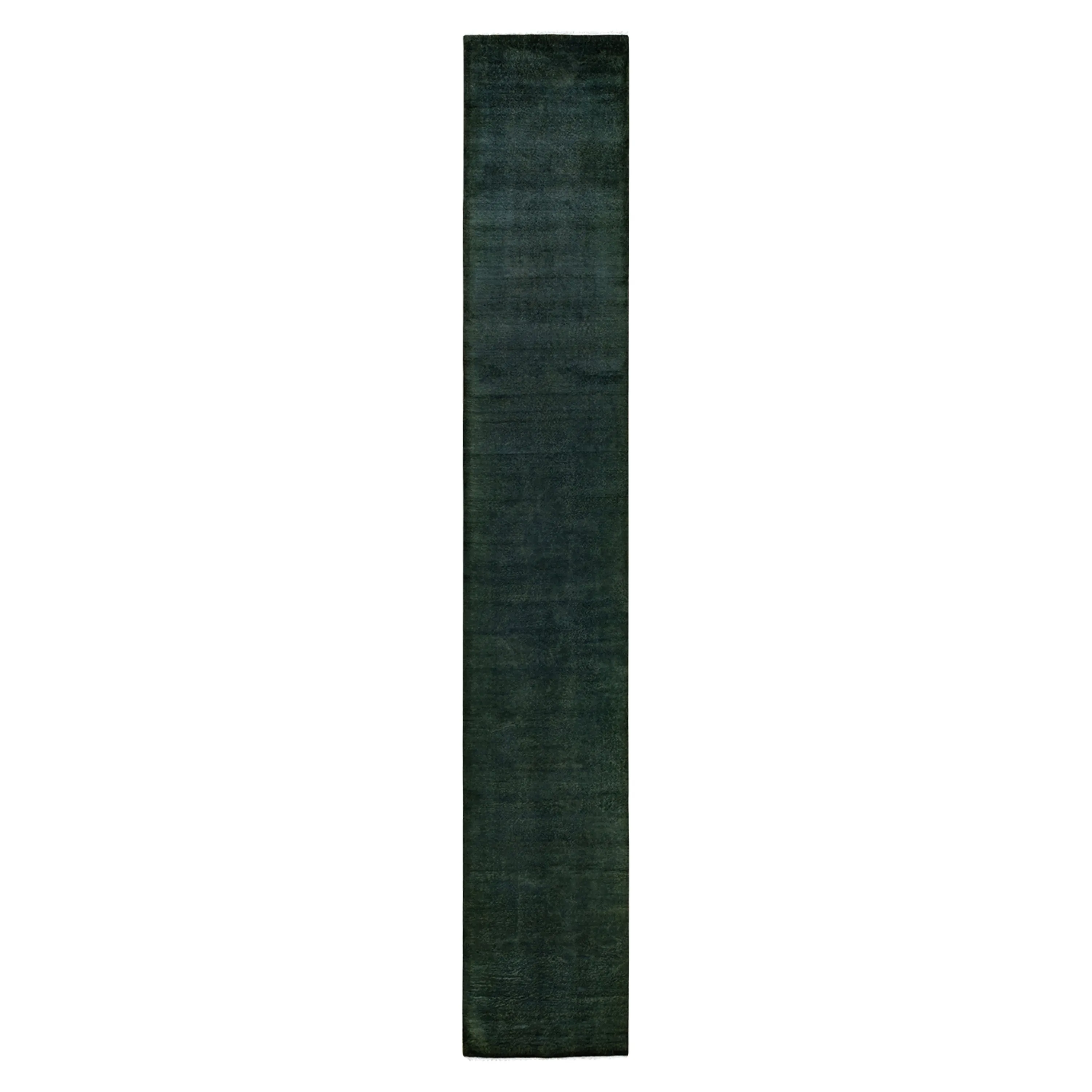 Green Overdyed Wool Runner - 2'5" x 16'4"