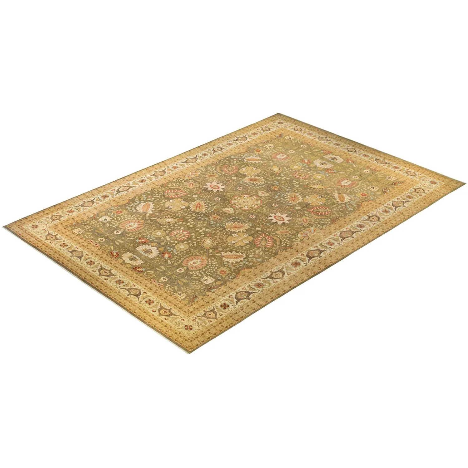 Green Traditional Wool Rug - 12' x 18'2"