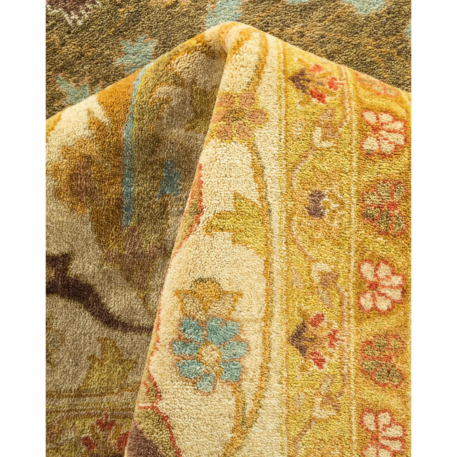 Green Traditional Wool Rug - 12' x 18'2"