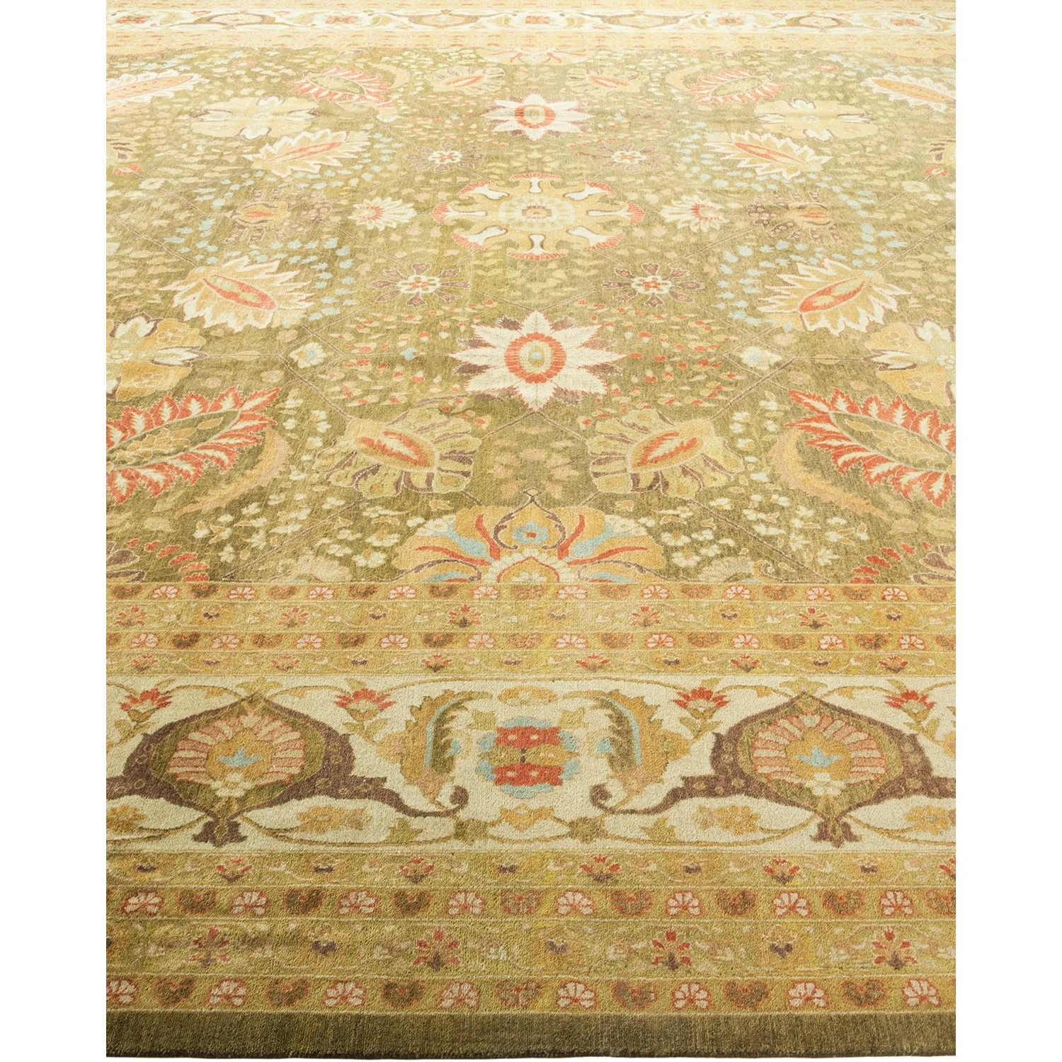 Green Traditional Wool Rug - 12' x 18'2"