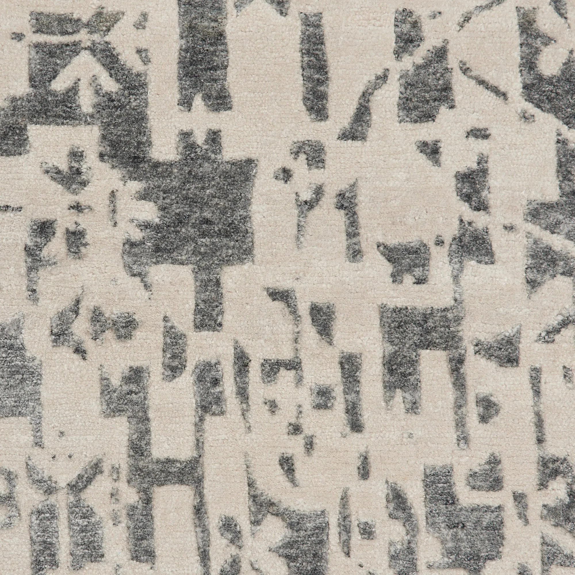 Grey & Cream Essentials Modern Bamboo Silk Wool Rug