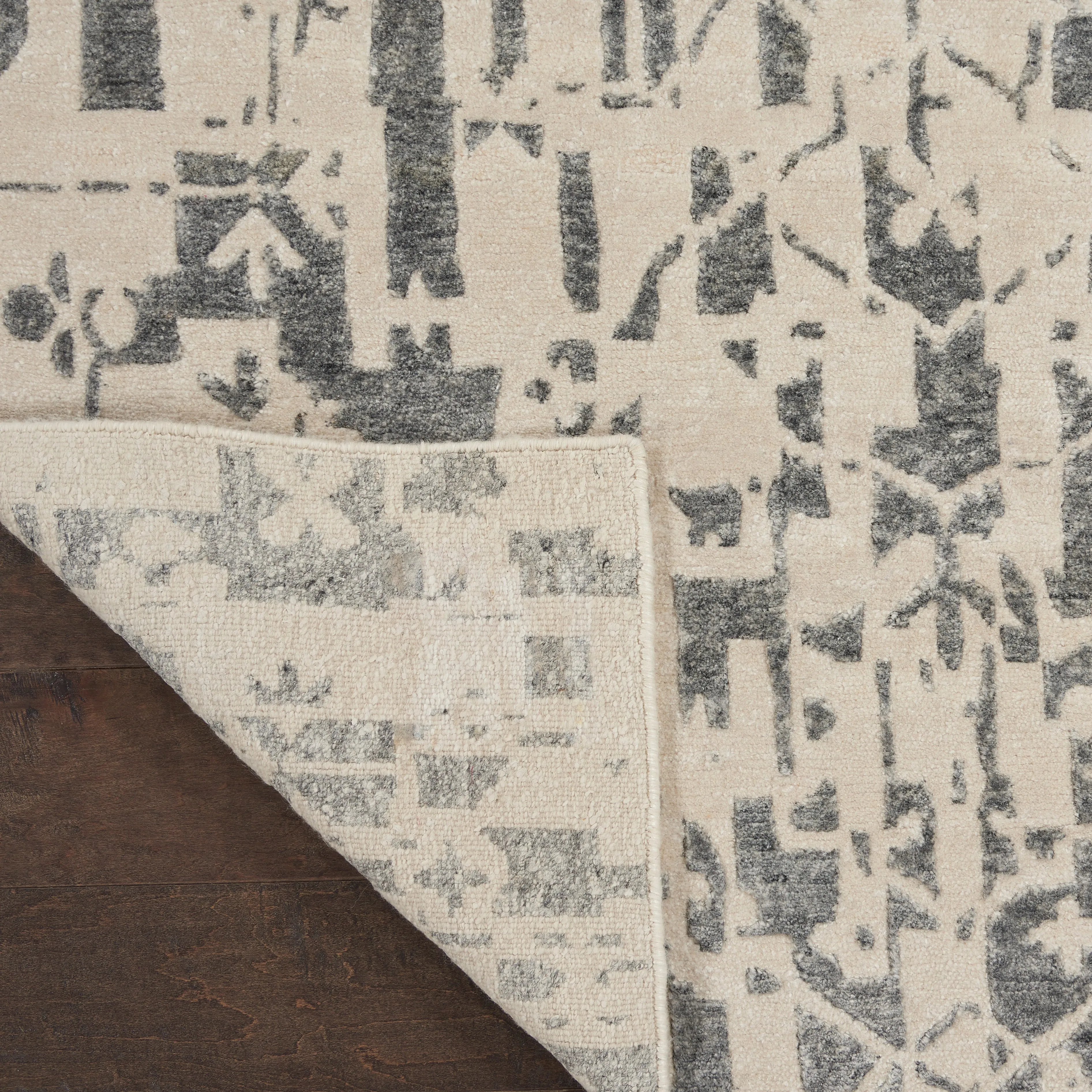 Grey & Cream Essentials Modern Bamboo Silk Wool Rug