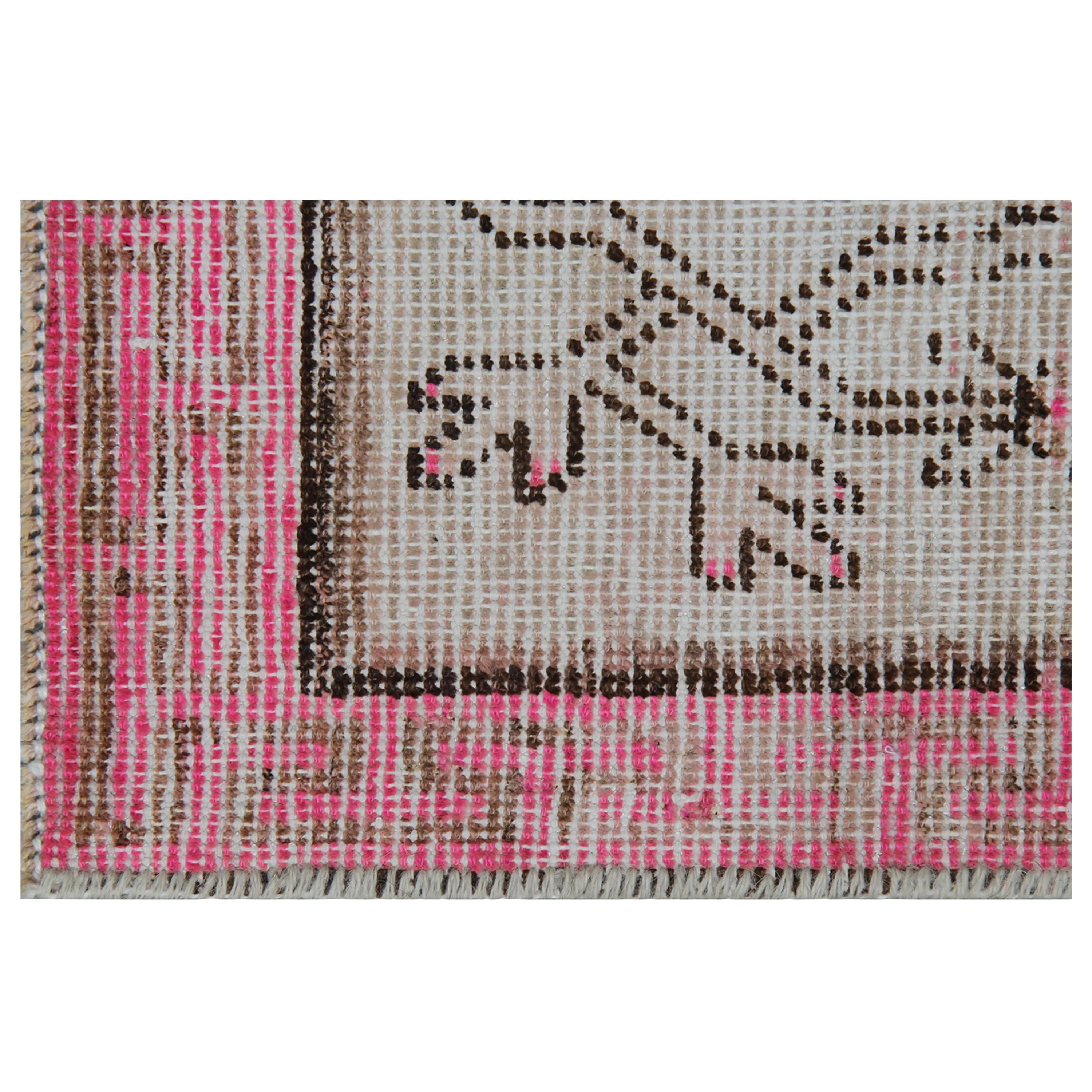 Grey & Pink Vintage Wool Cotton Blend Rug - 5'6" x 8'7"