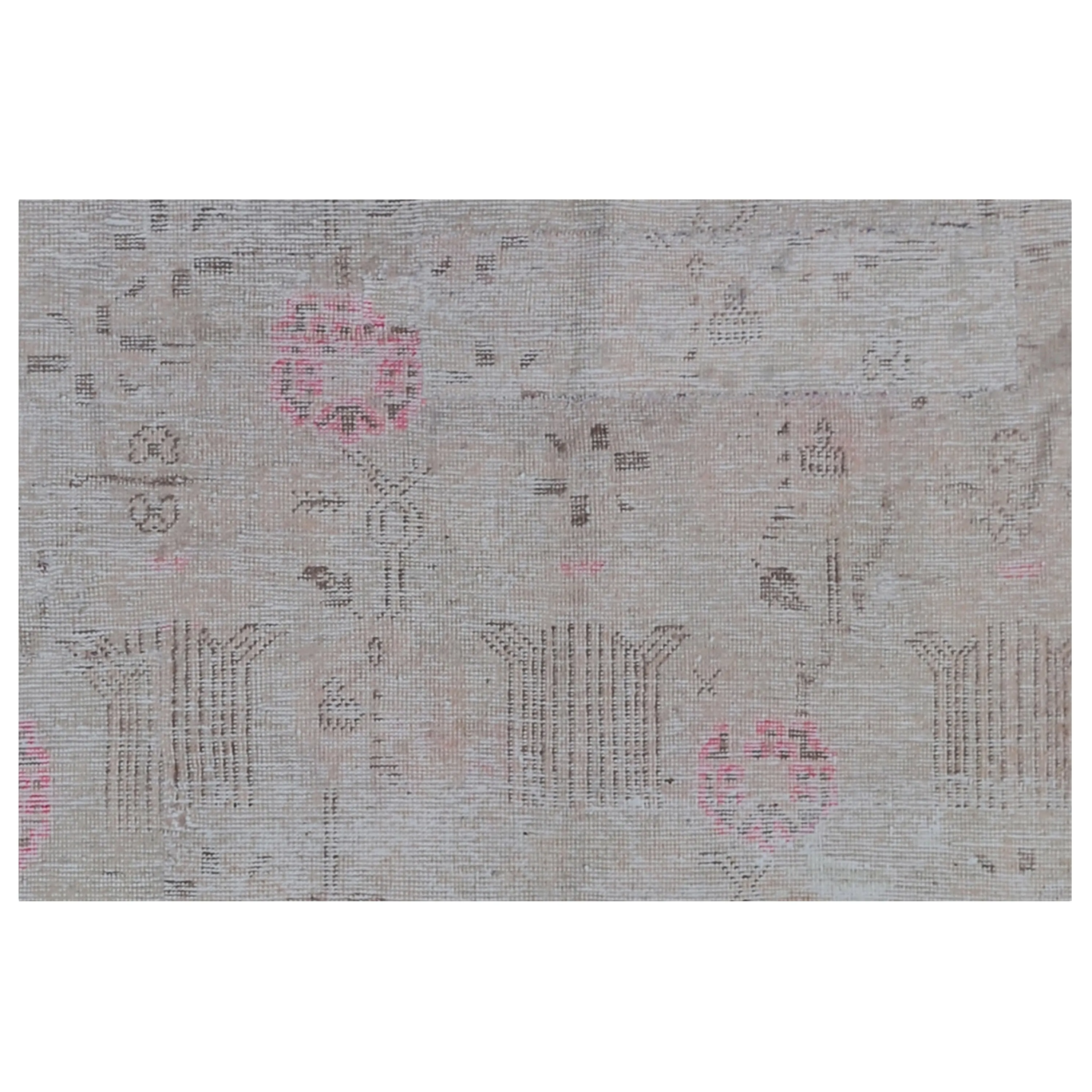 Grey & Pink Vintage Wool Cotton Blend Rug - 6'1" x 9'10"