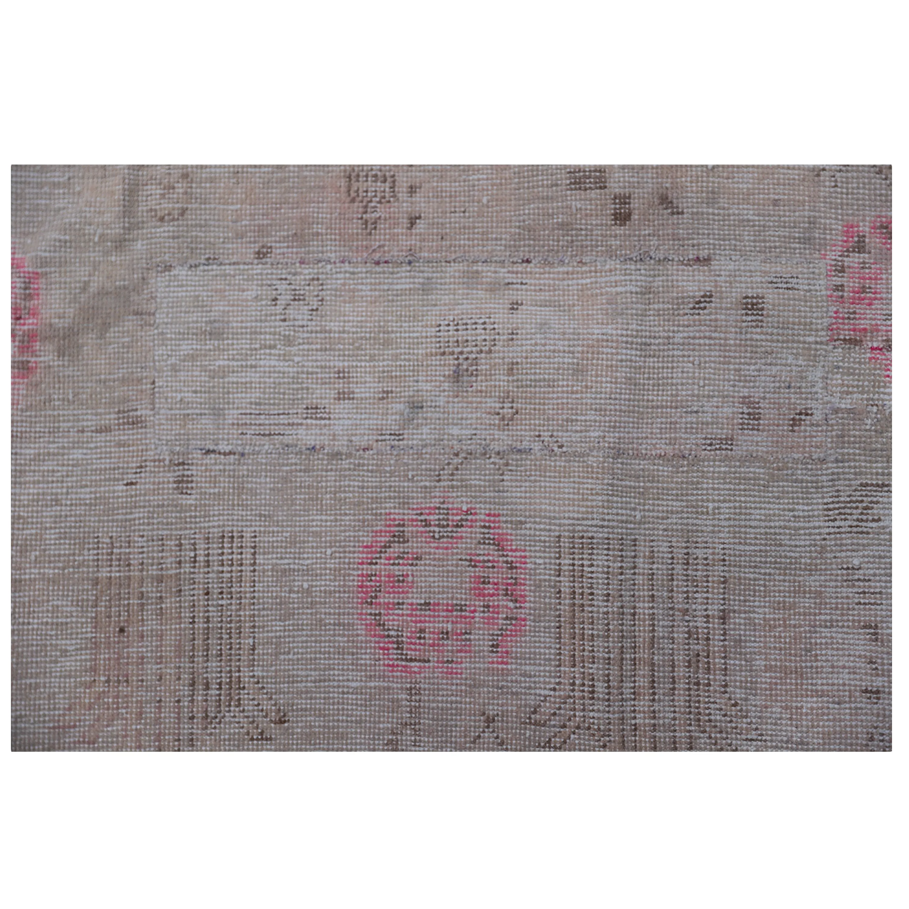 Grey & Pink Vintage Wool Cotton Blend Rug - 6'1" x 9'10"