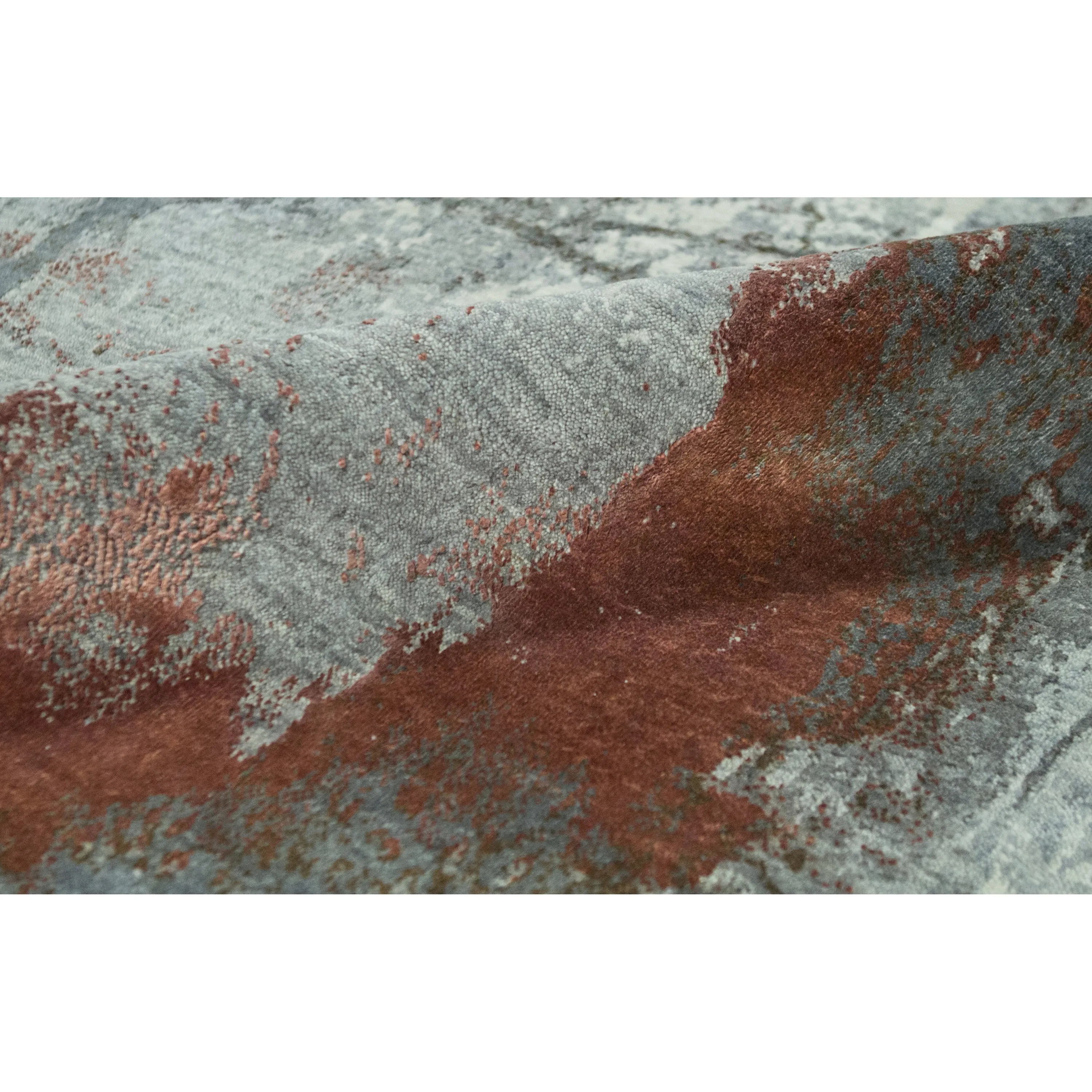 Grey Contemporary Silk Wool Blend Rug - 10' x 14'