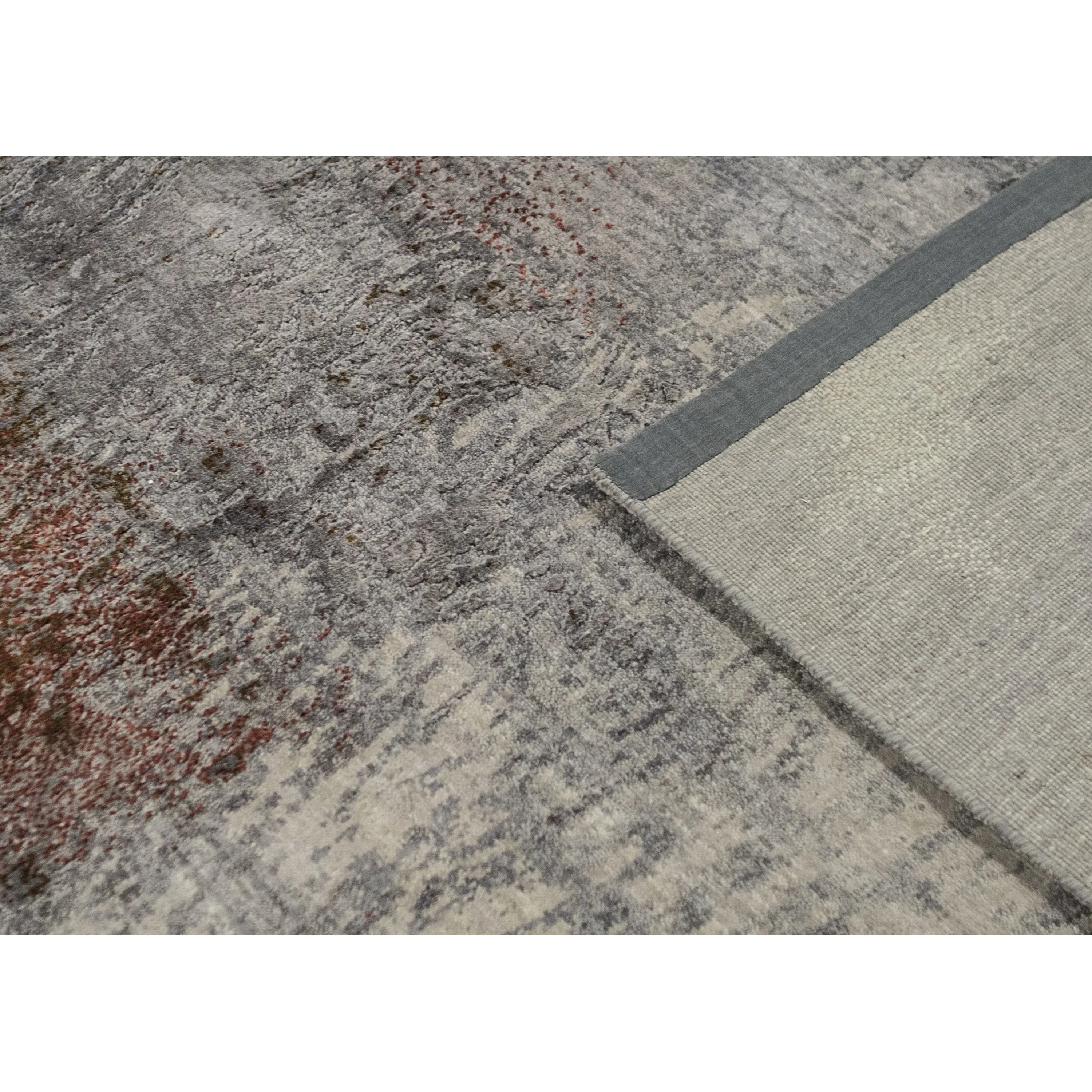 Grey Contemporary Silk Wool Blend Rug - 10' x 14'