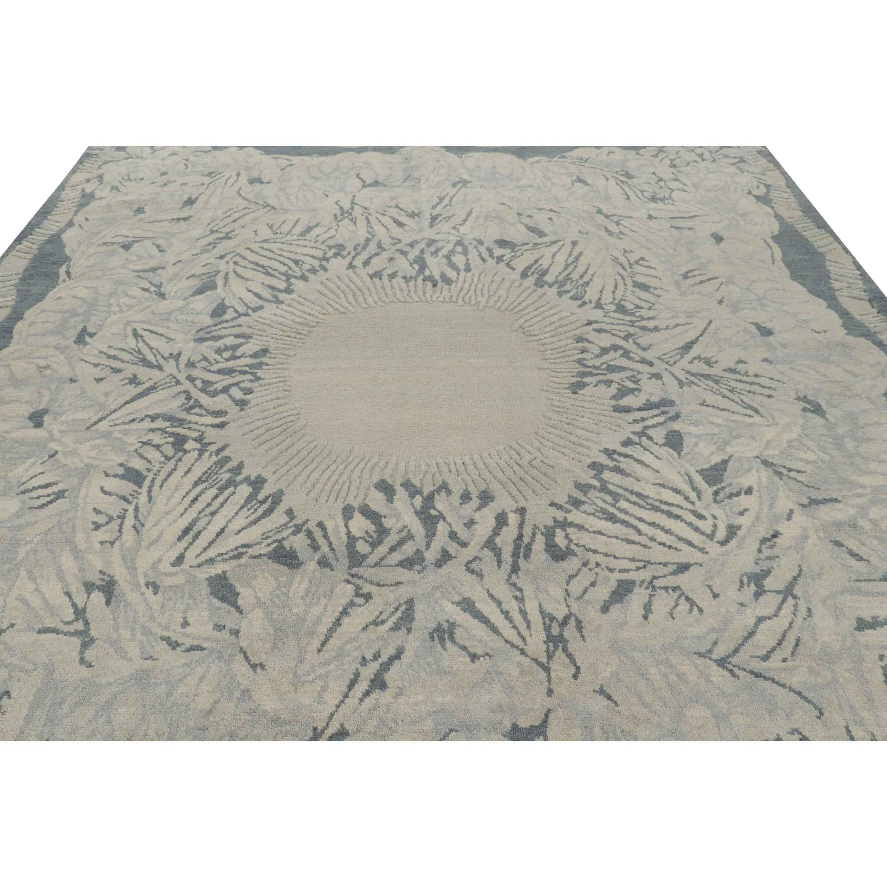 Grey Contemporary Wool Cotton Rug - 9'3' x 12'1"