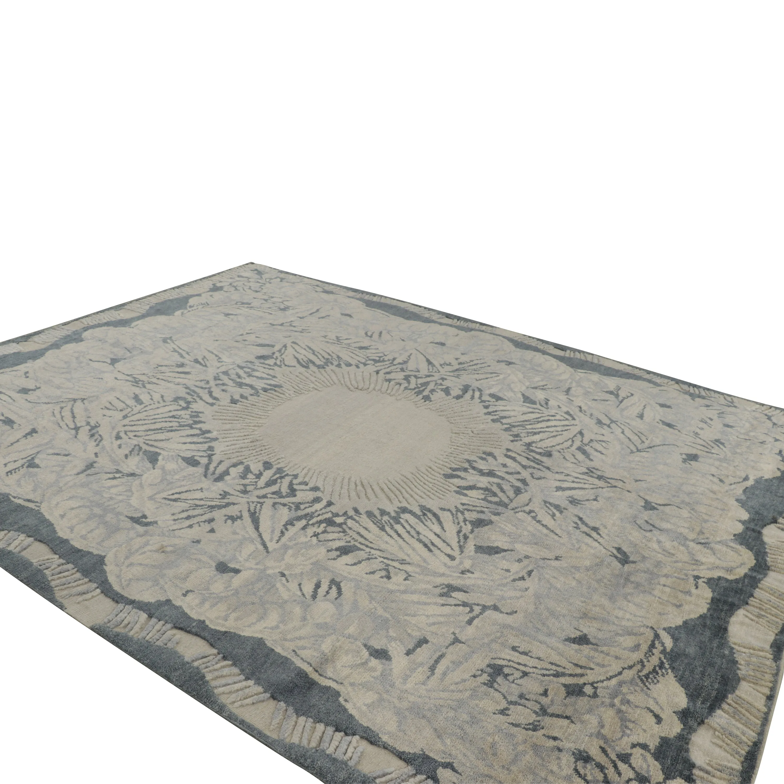 Grey Contemporary Wool Cotton Rug - 9'3' x 12'1"