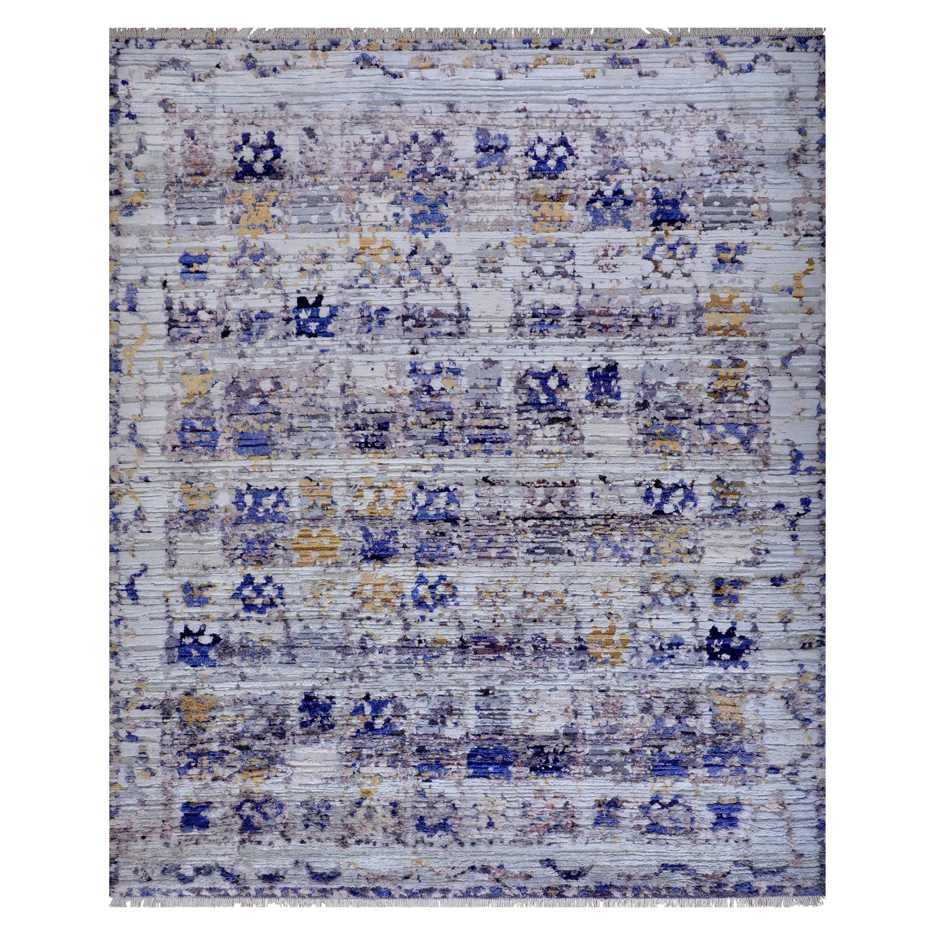 Grey Contemporary Wool Silk Blend Rug