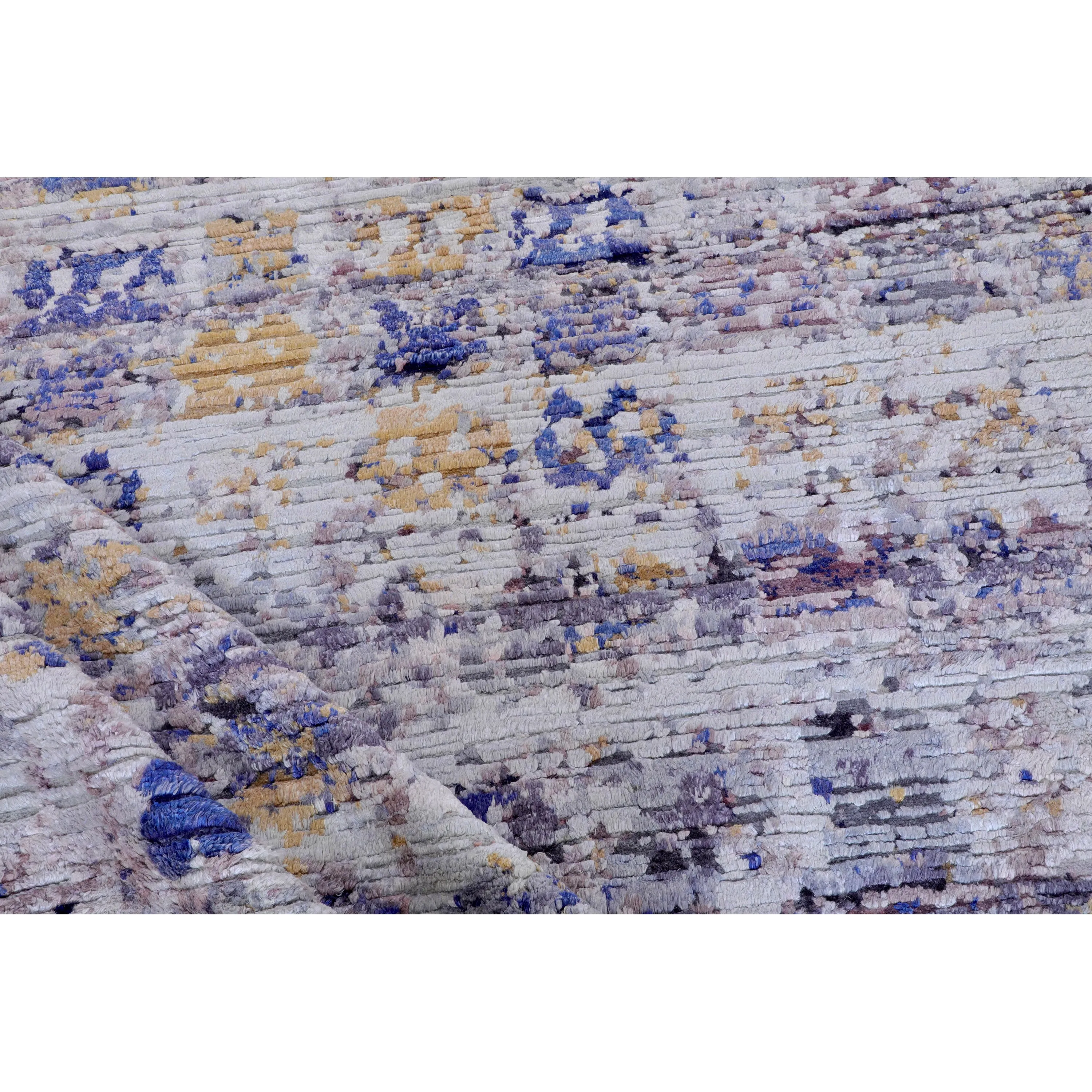 Grey Contemporary Wool Silk Blend Rug