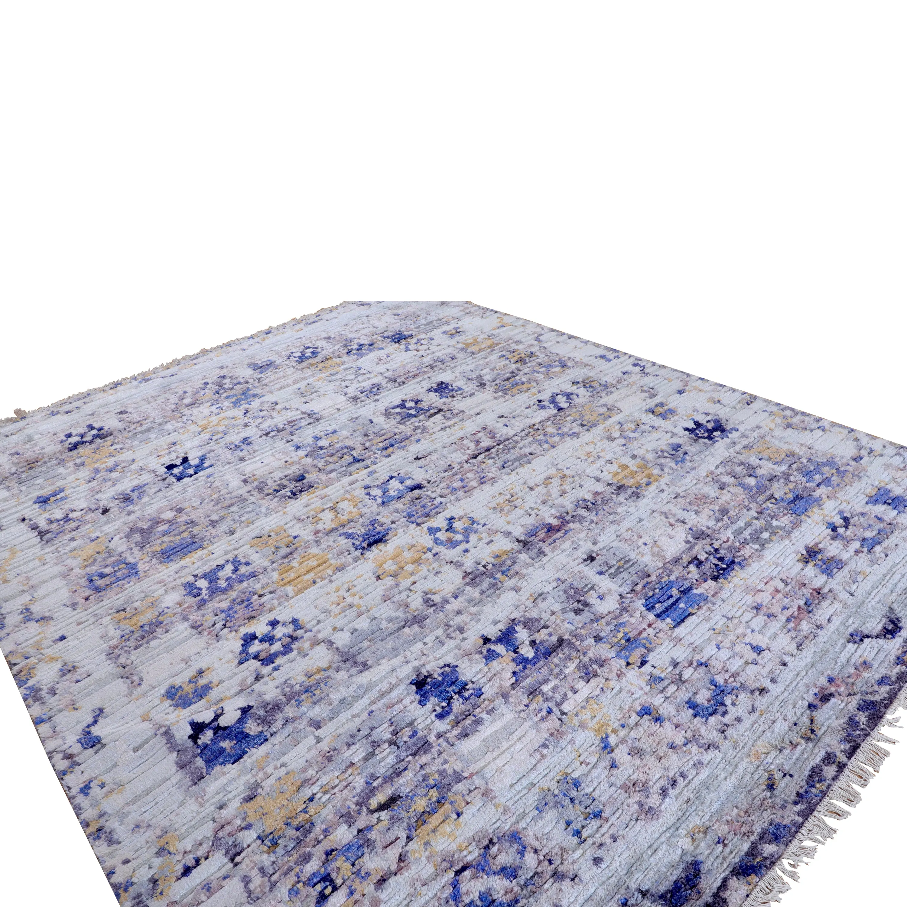 Grey Contemporary Wool Silk Blend Rug