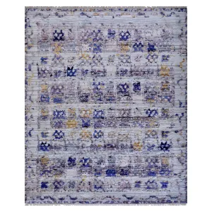 Grey Contemporary Wool Silk Blend Rug