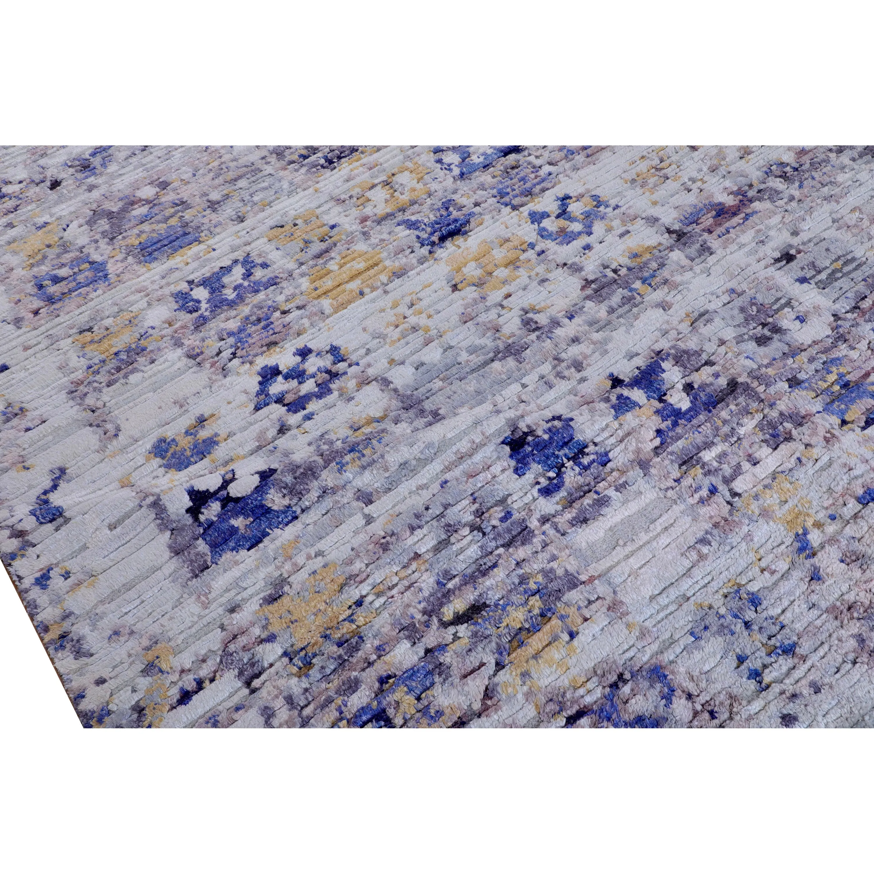 Grey Contemporary Wool Silk Blend Rug